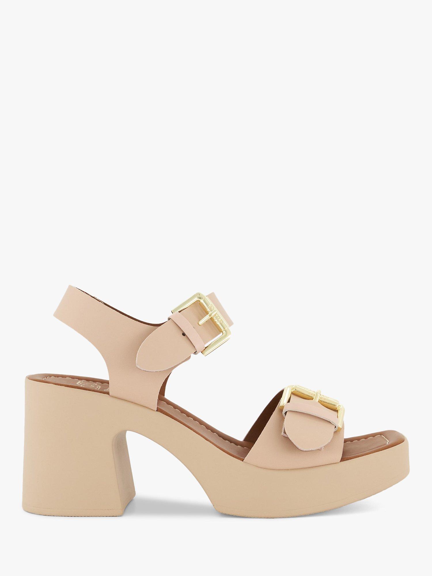 Dune Jenies Leather Buckle Platform Sandals, Blush, 3