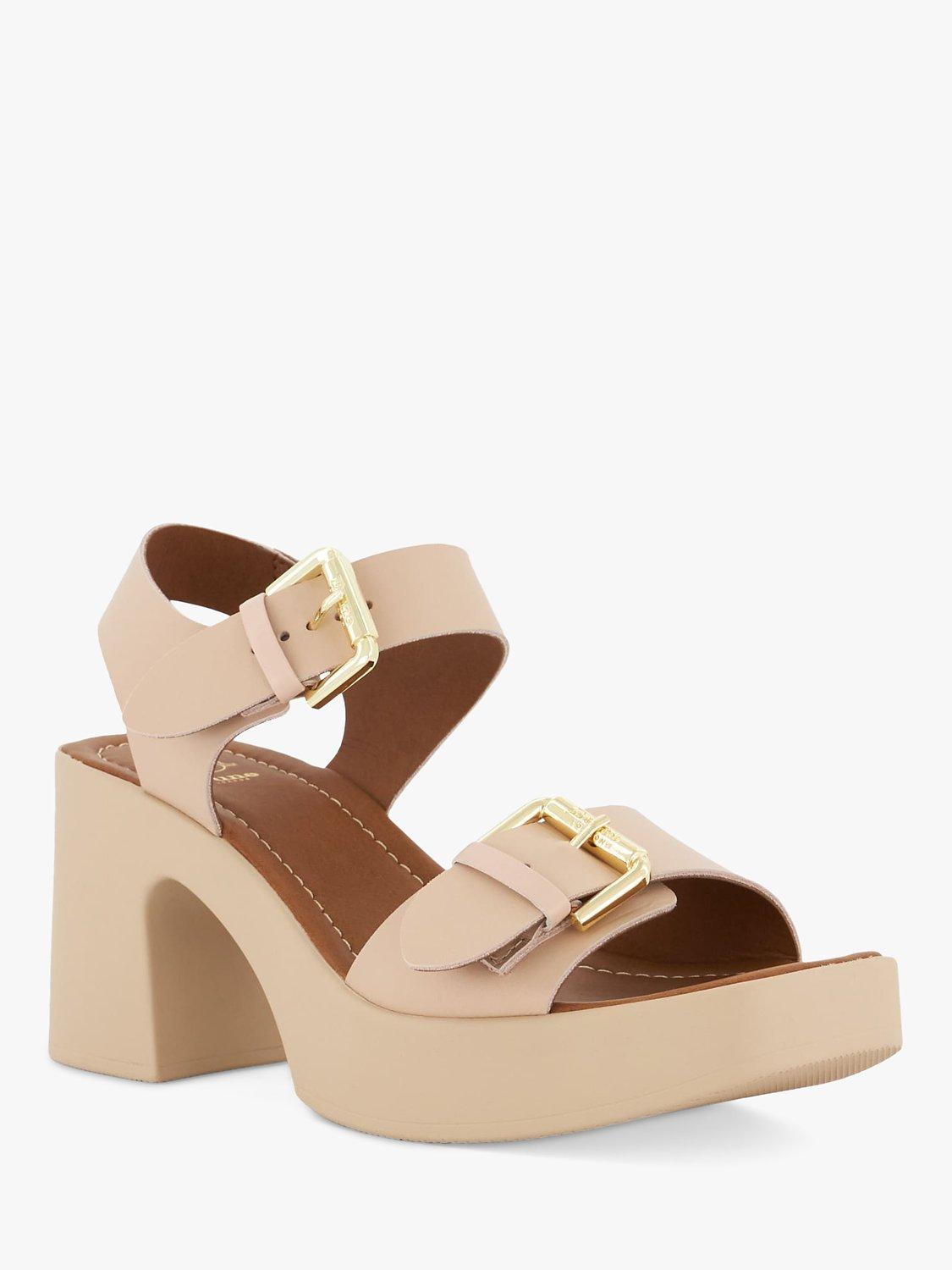 Dune Jenies Leather Buckle Platform Sandals, Blush, 3