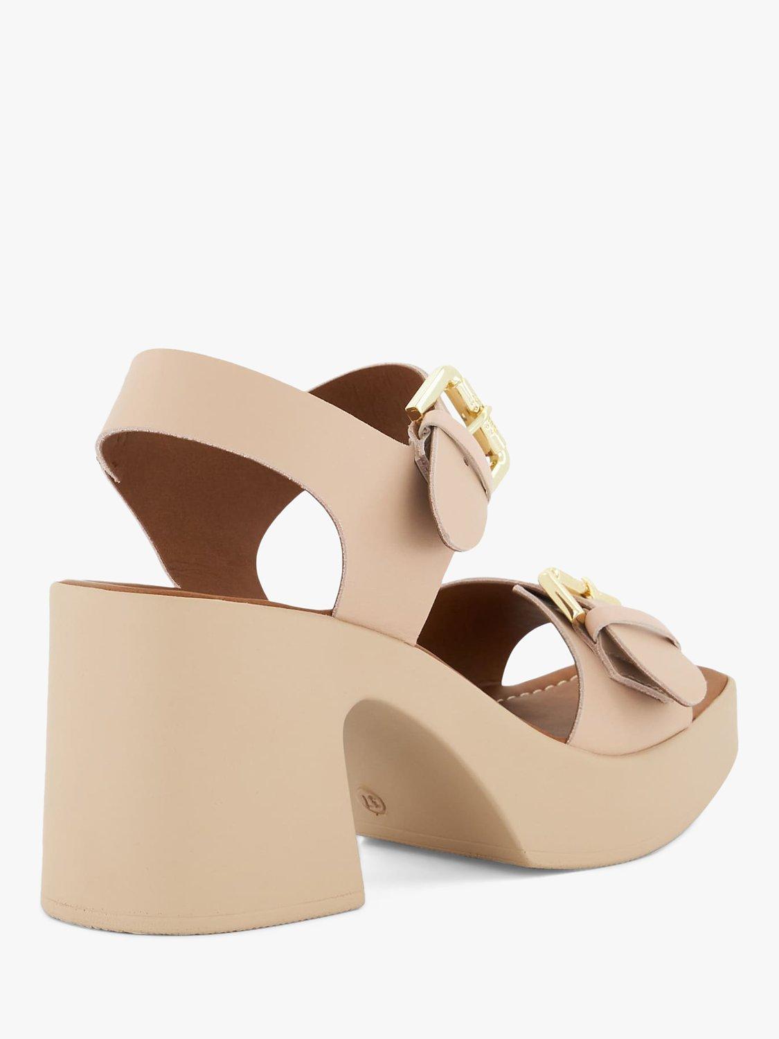 Dune Jenies Leather Buckle Platform Sandals, Blush, 3