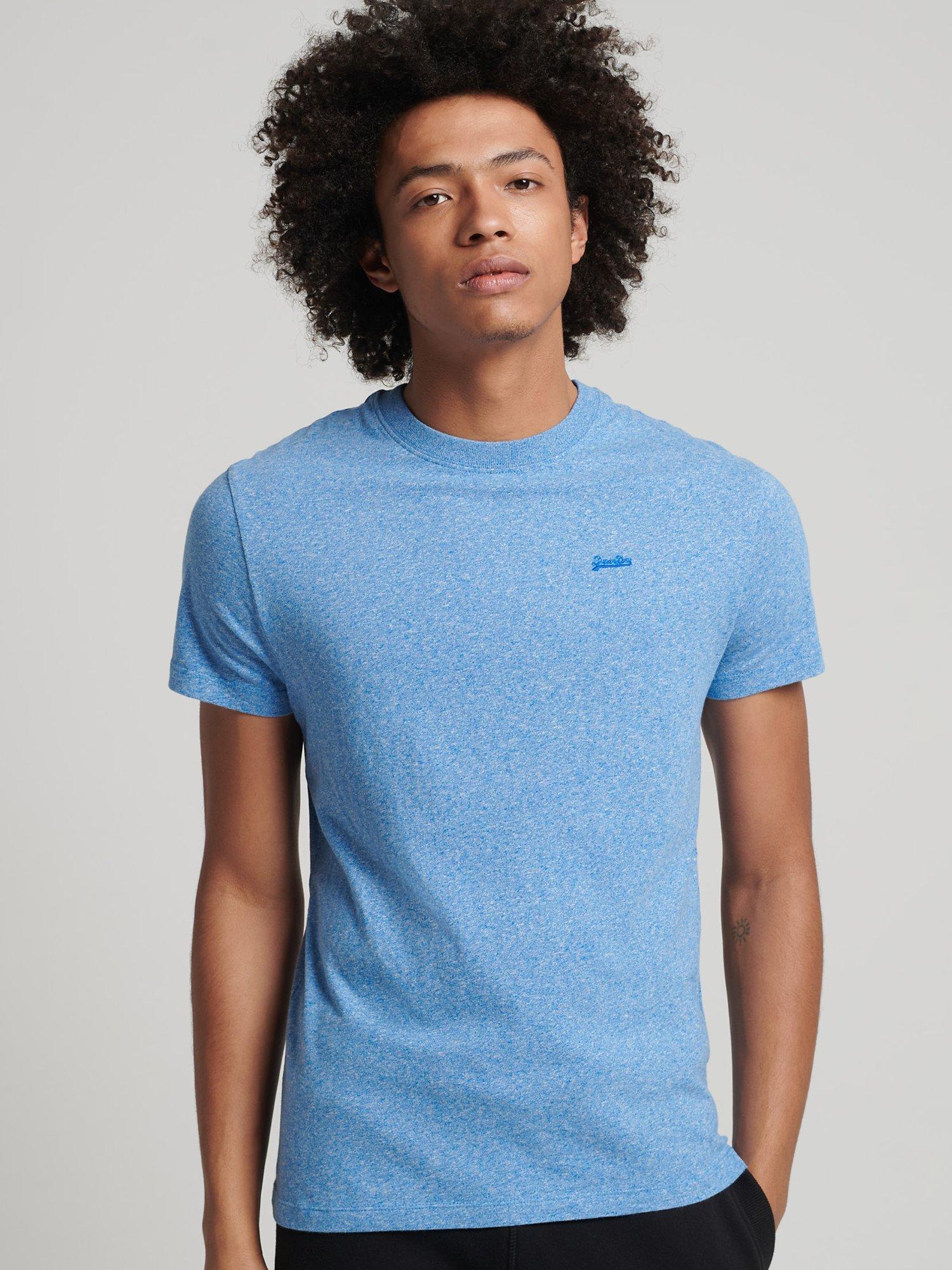 Superdry Organic Cotton Essential Micro Logo T-Shirt, Fresh Blue Grit