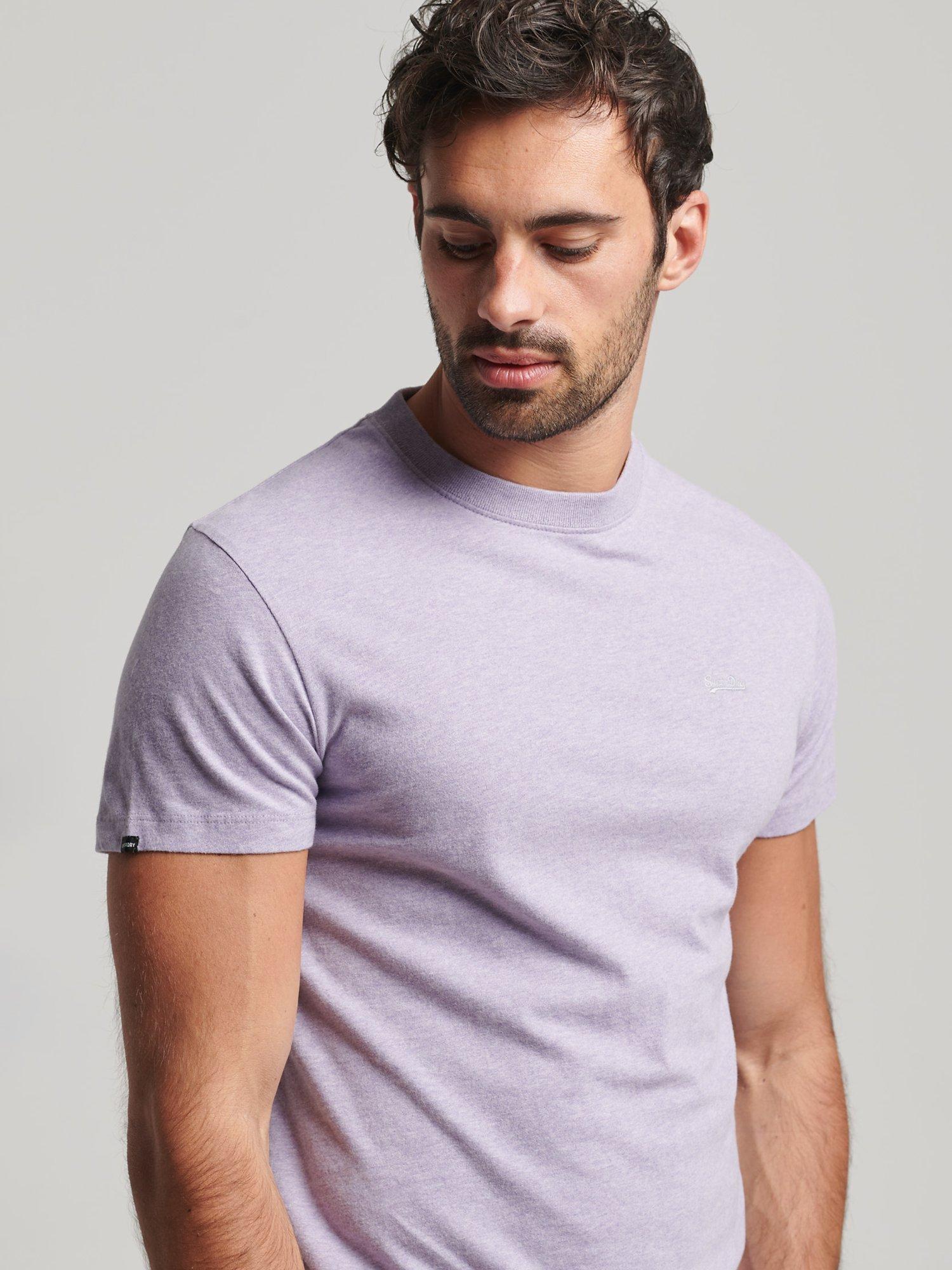 Superdry Organic Cotton Essential Micro Logo T-Shirt, Pale Lilac Marl