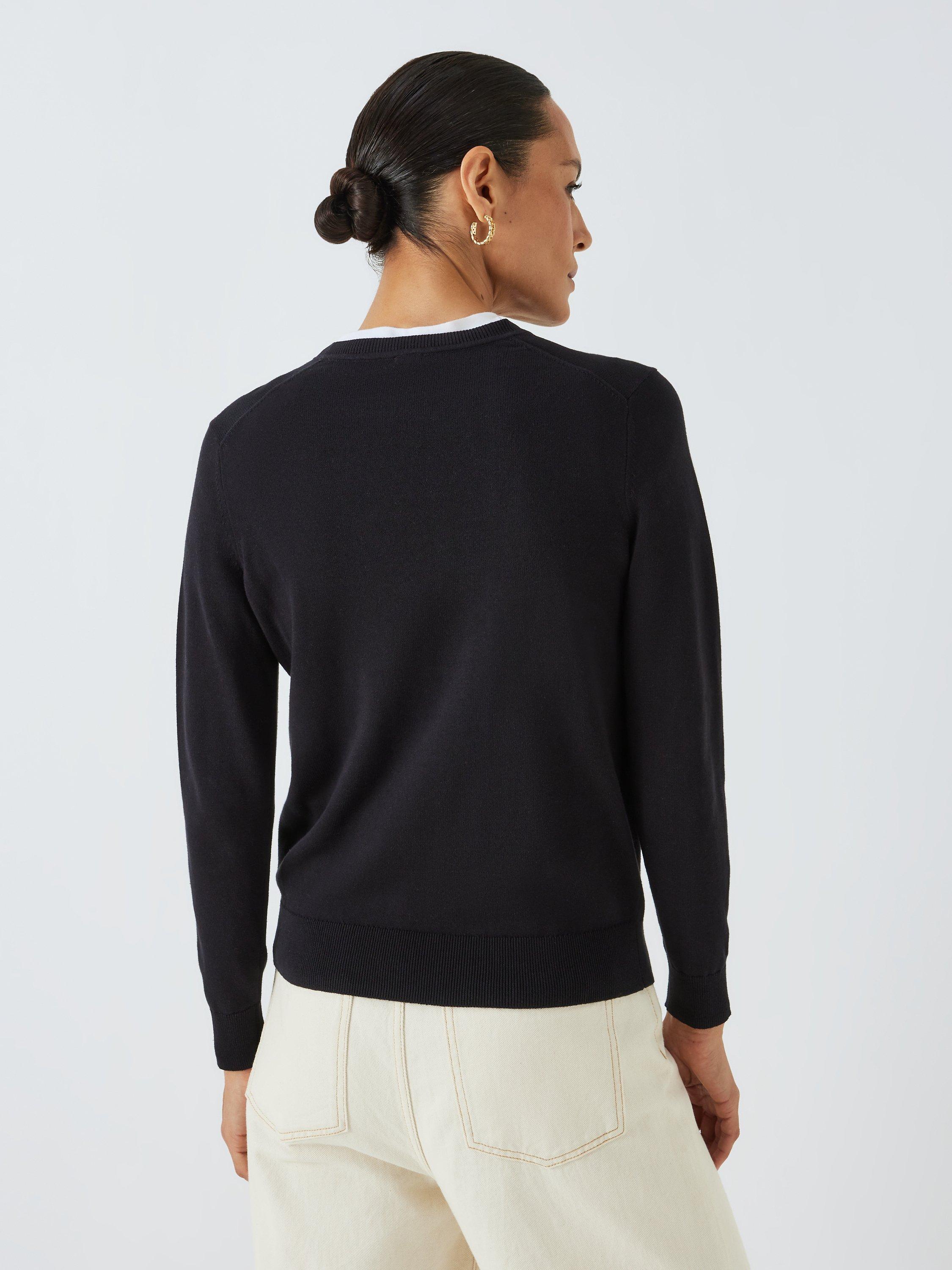 Black crew neck sweater women's sale