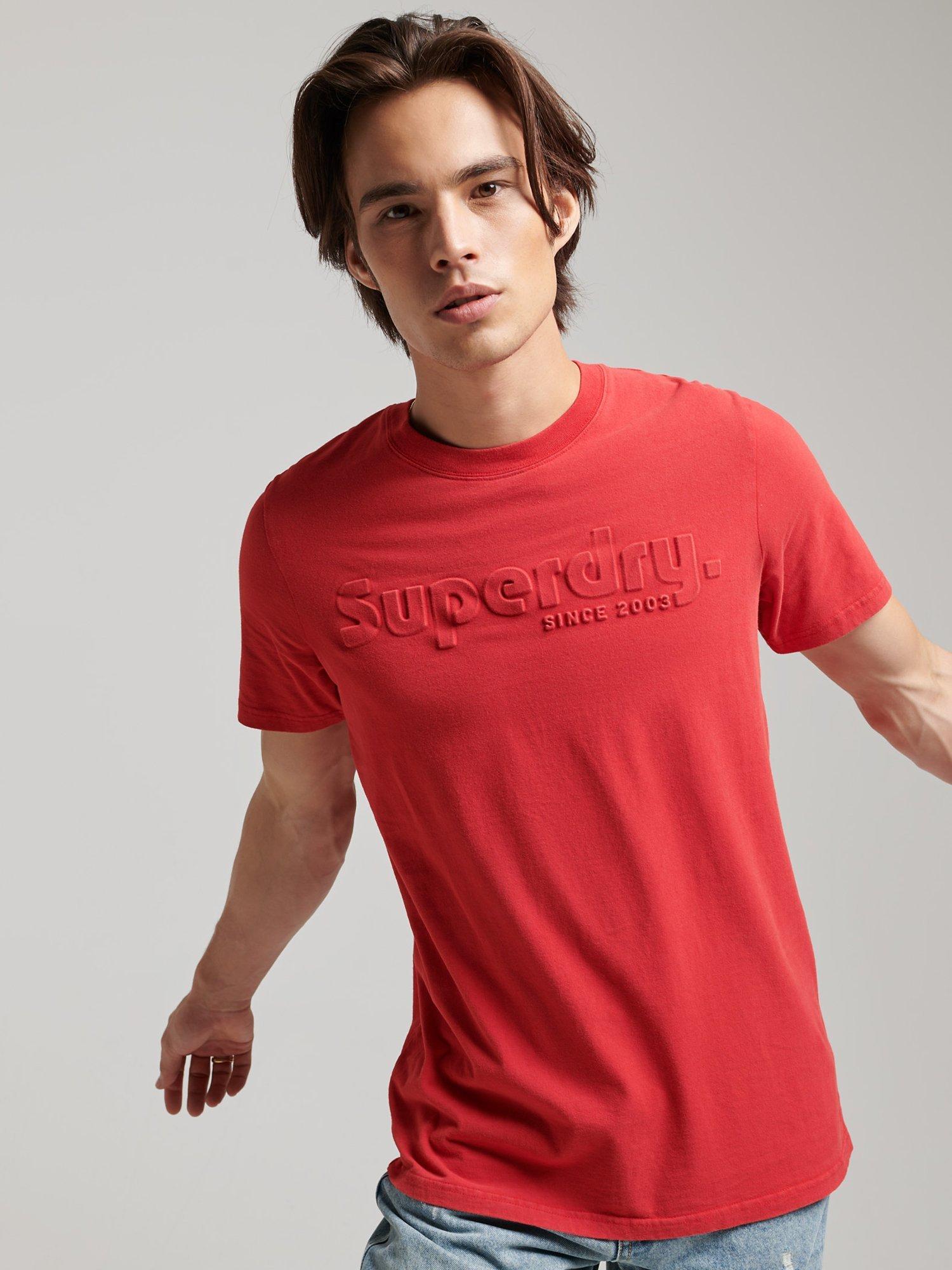 Superdry Terrain Embossed T-Shirt, Dark Red