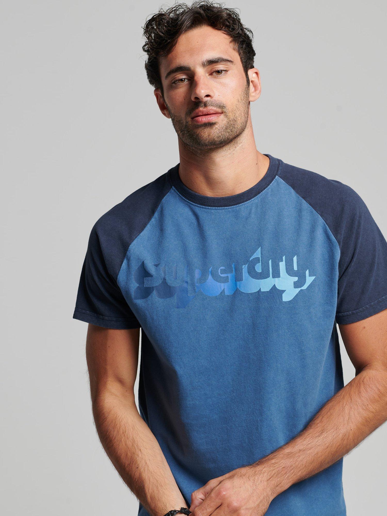 Superdry Vintage Shadow Raglan T-Shirt, Blue/Eclipse Navy, L
