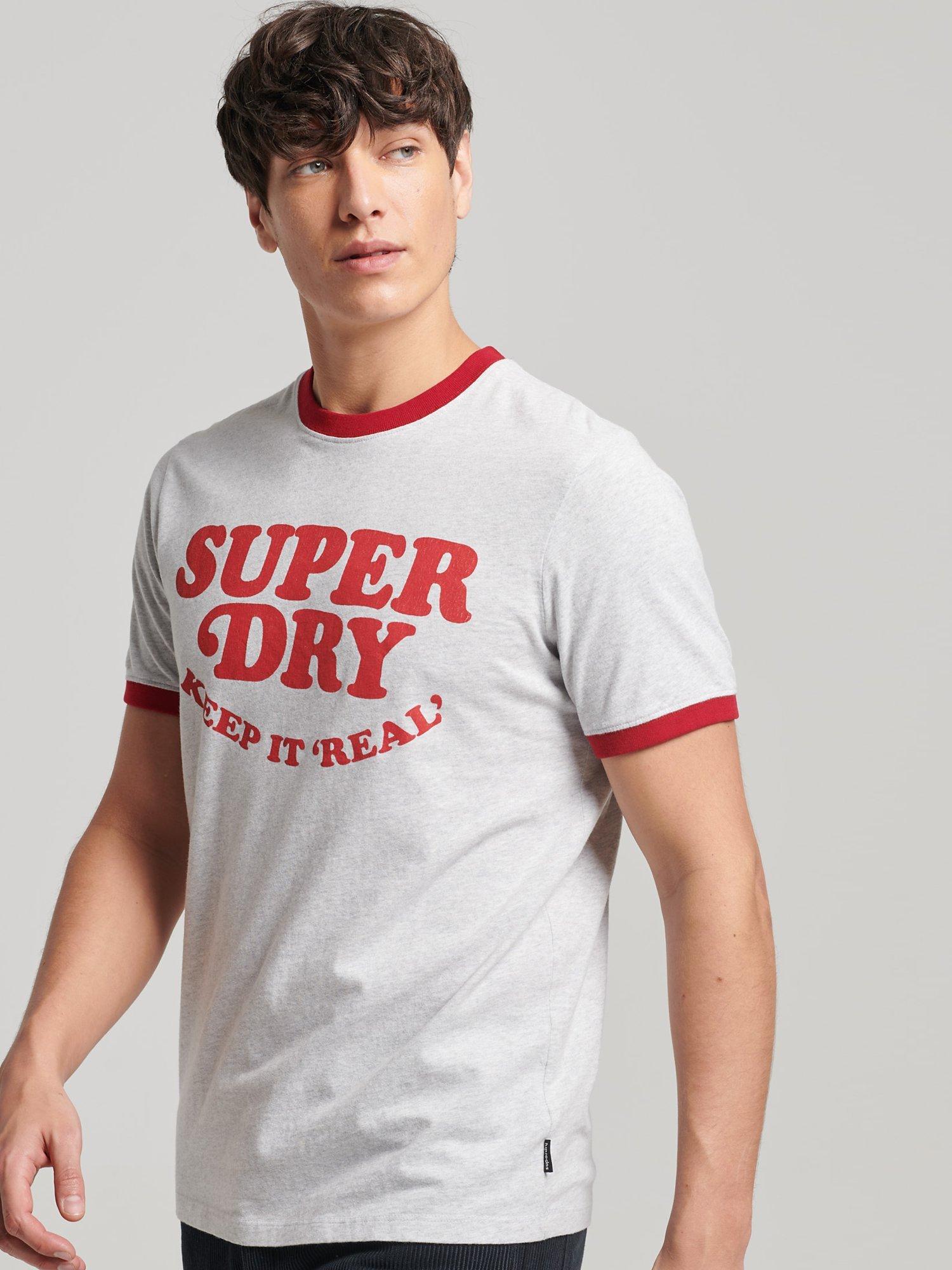 Superdry Organic Cotton Vintage Cooper Class Ringer T-Shirt, Grey Marl/Red
