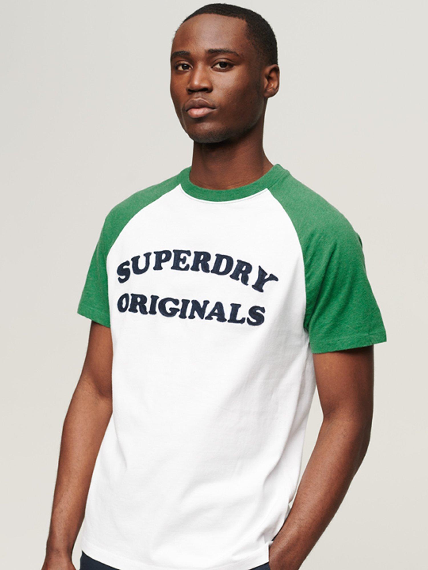 Superdry Organic Cotton Vintage Cooper Class Raglan T-Shirt, Optic/Field Green
