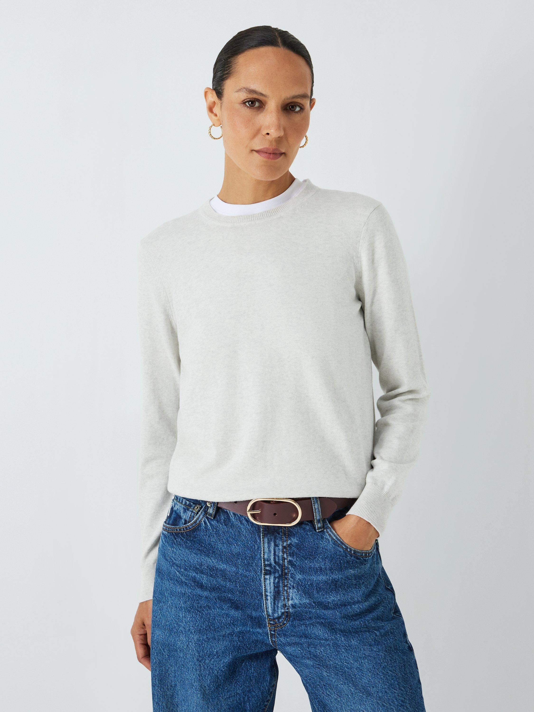 John Lewis Cotton Crew Neck Jumper, Grey, 10