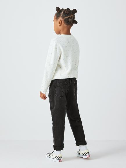 John Lewis Girl's Wide Leg Mom Jeans, Black/Grey - view 2, Black/Grey