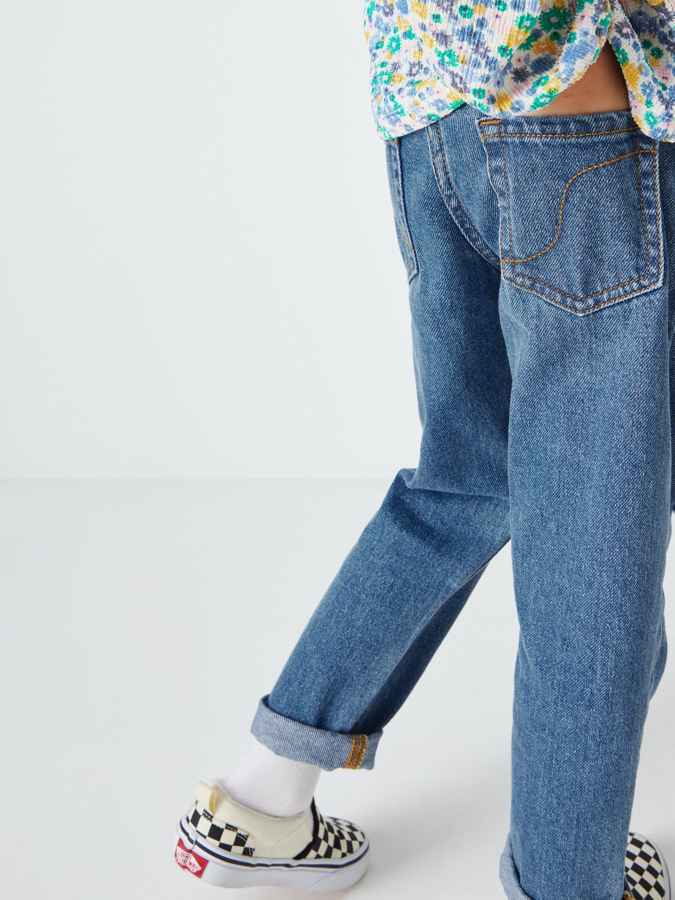 Product image 6 of 6, which shows John Lewis Girl's Mom Jeans, Mid Wash Blue, 3 years