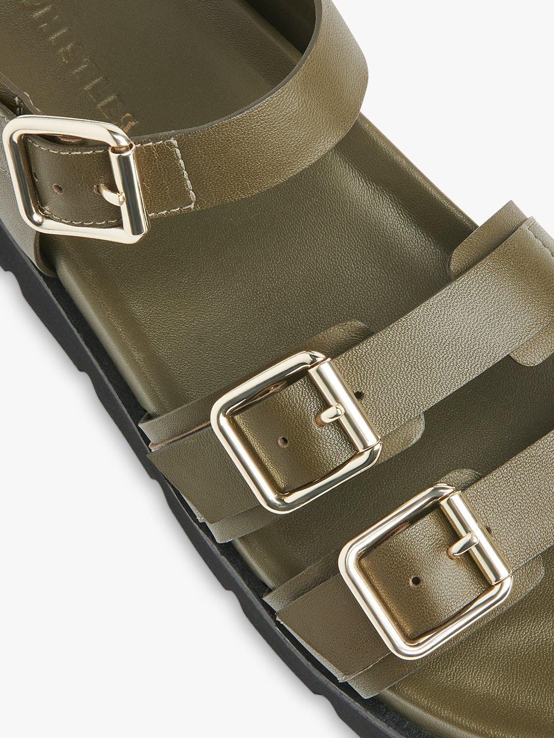 Product image 3 of 4, which shows Whistles Jemma Leather Triple Buckle Sandals, Khaki, 8