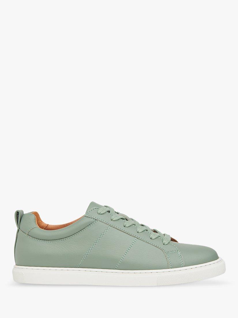 Product image 1 of 4, which shows Whistles Koki Lace Up Low Top Leather Trainers, Pale Green, 5