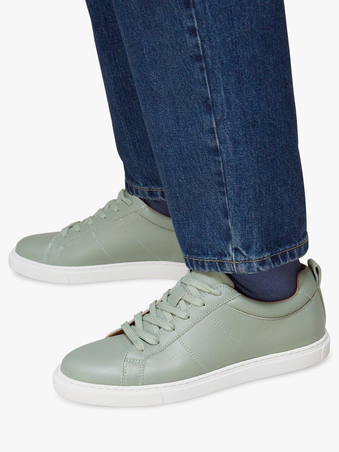 Product image 4 of 4, which shows Whistles Koki Lace Up Low Top Leather Trainers, Pale Green, 5