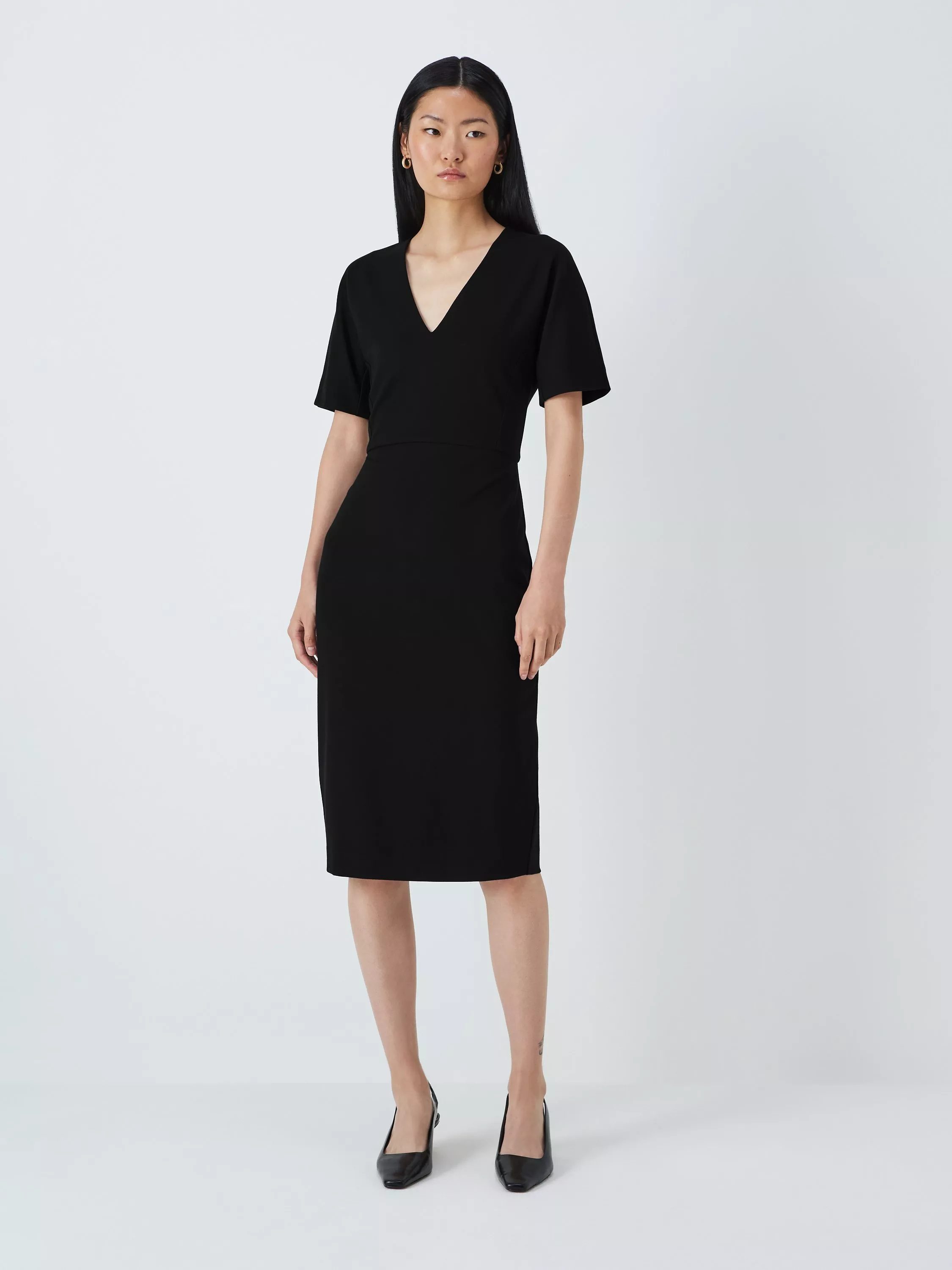 John Lewis Taylor Ponte Short Sleeve Dress Black