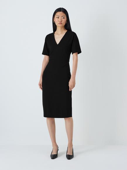 John Lewis Taylor Ponte Short Sleeve Dress, Black