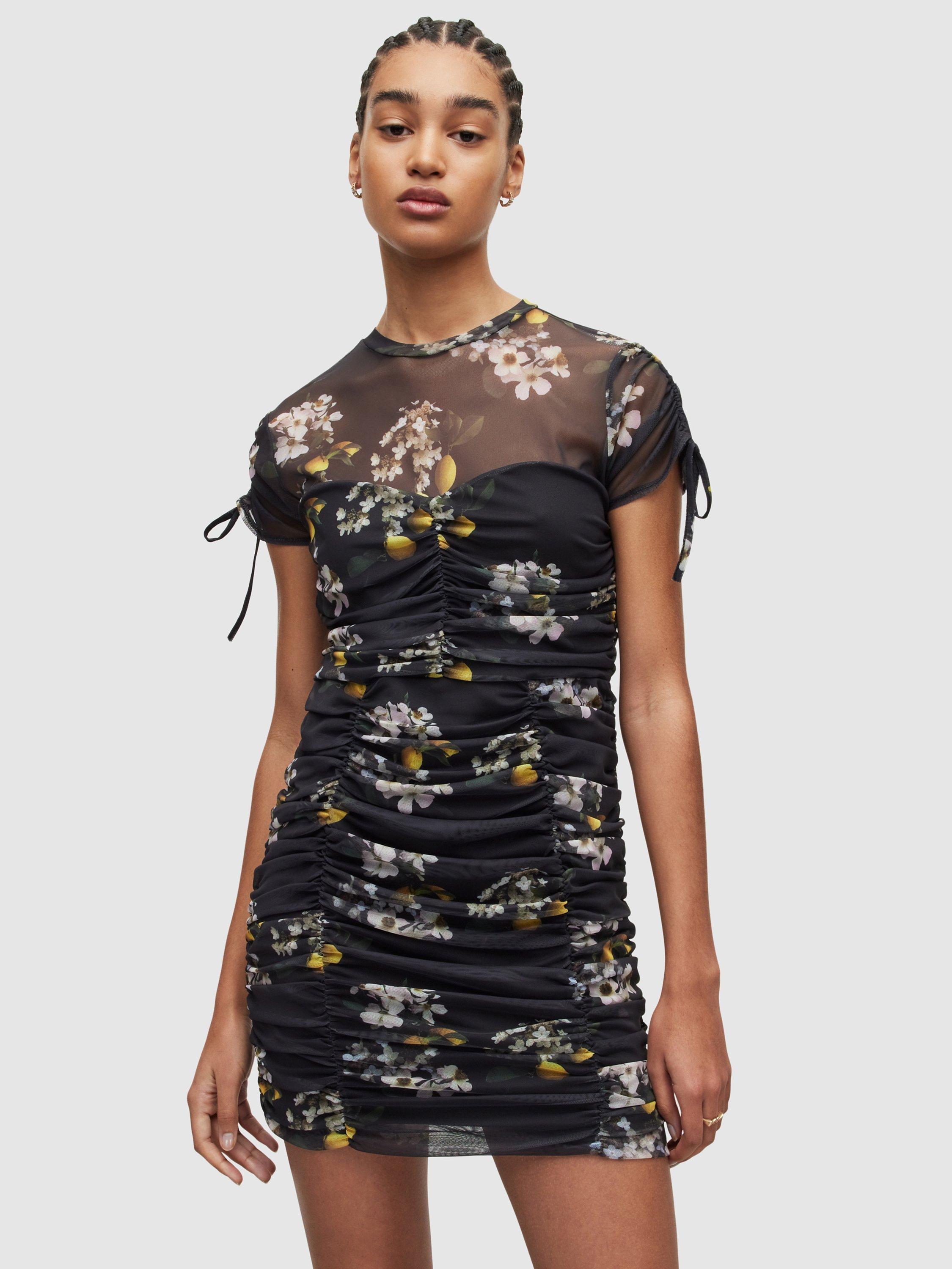AllSaints Giorgia Eugenia Floral Ruched Dress