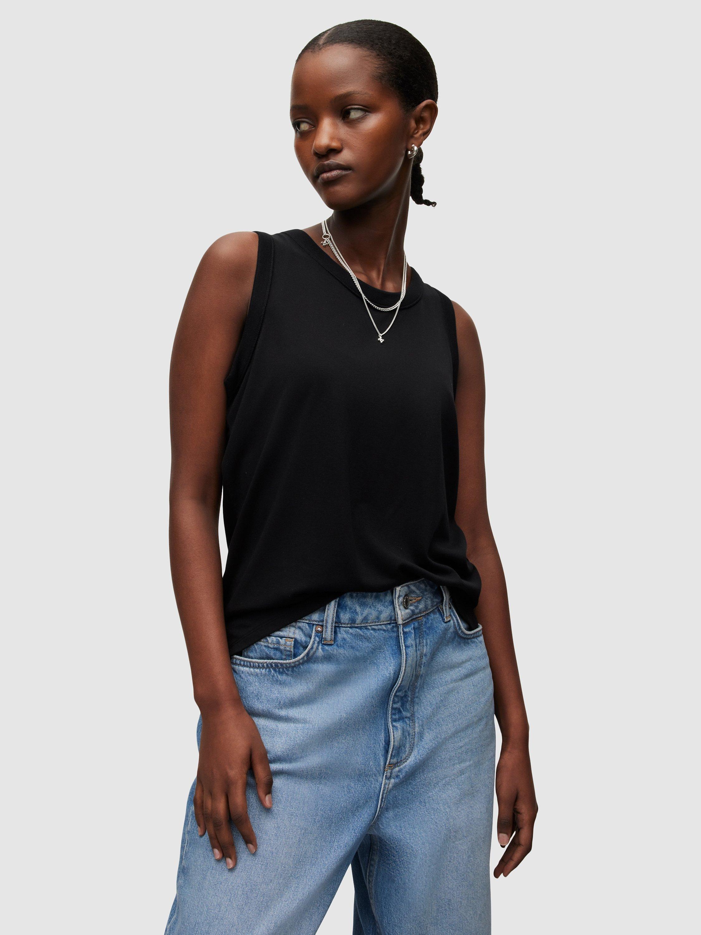 Product image 1 of 6, which shows AllSaints Nori Tank Top, Black, XS