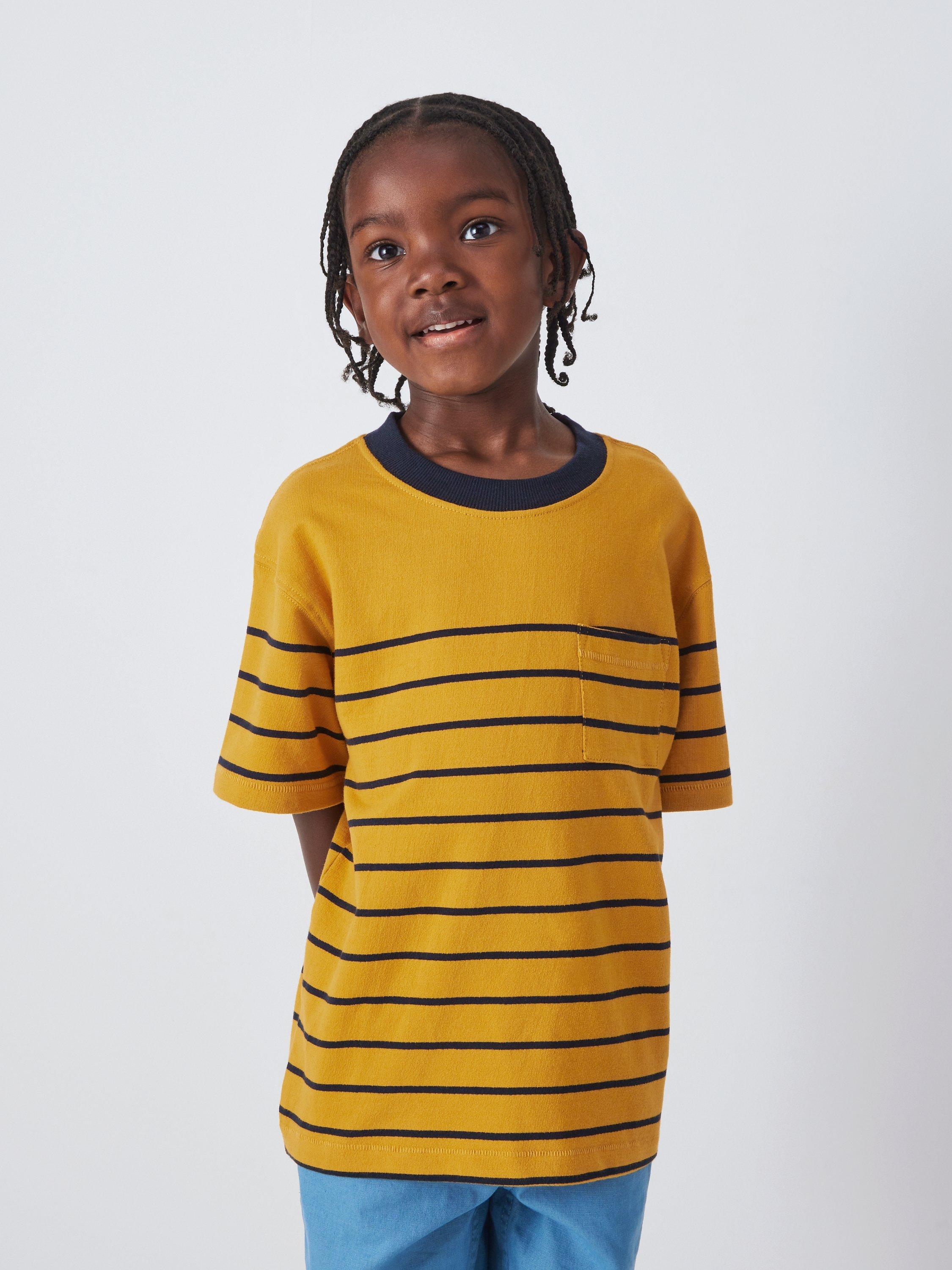 John Lewis Kids' Breton Stripe T-Shirt, Yellow