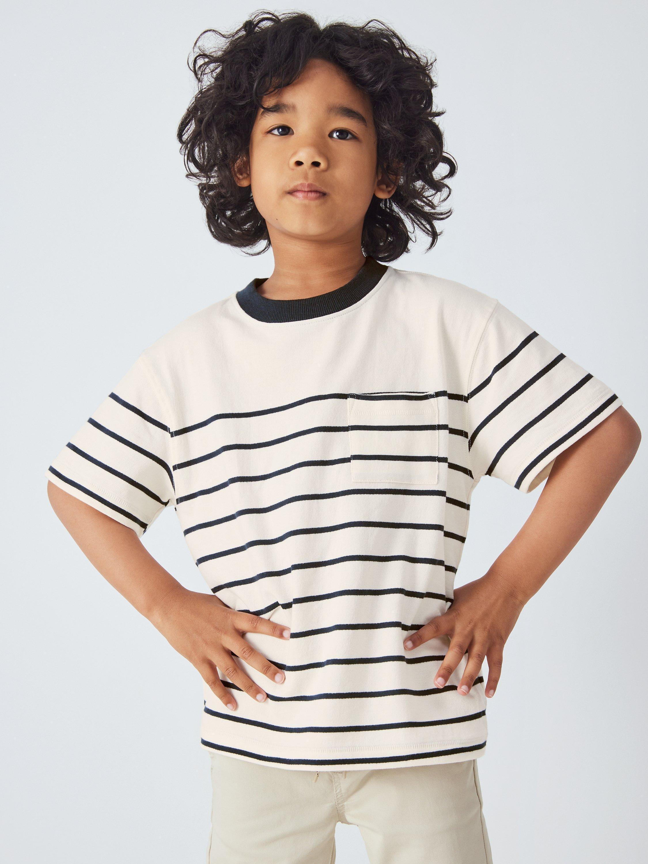 John Lewis Kids' Breton Stripe T-Shirt, Ivory