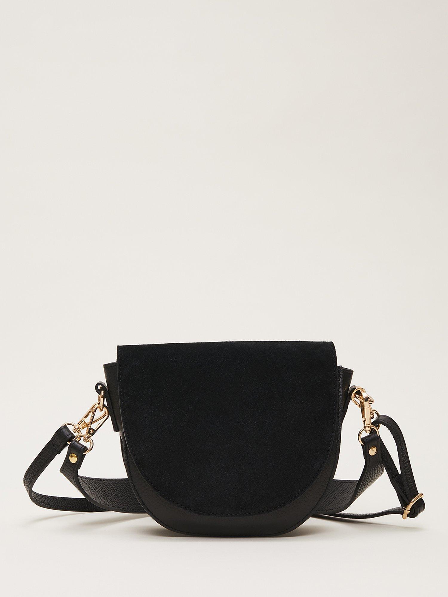 Black leather and suede crossbody bag hotsell