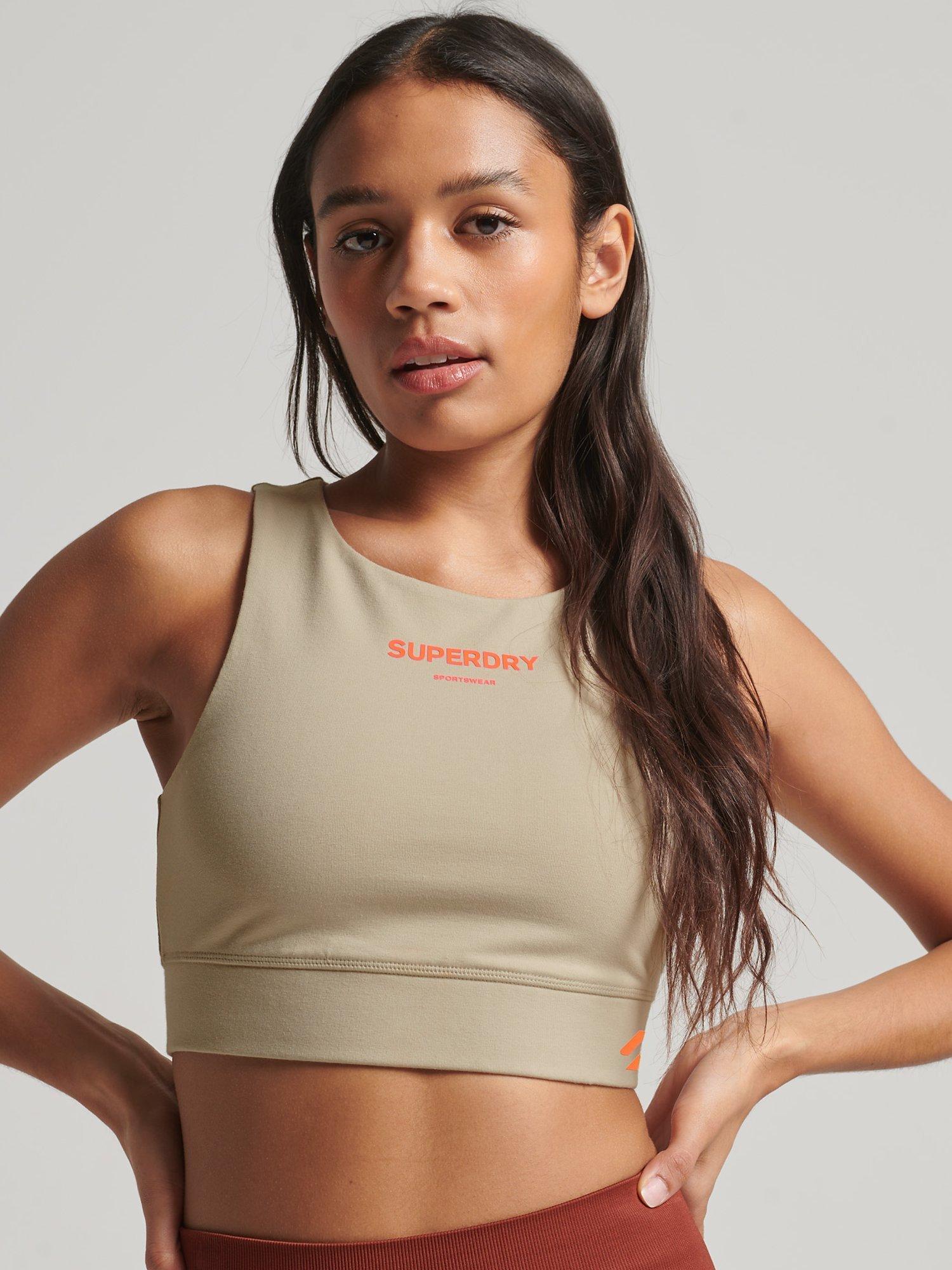 Superdry Organic Cotton Code Core Sport Bra, Pelican Beige
