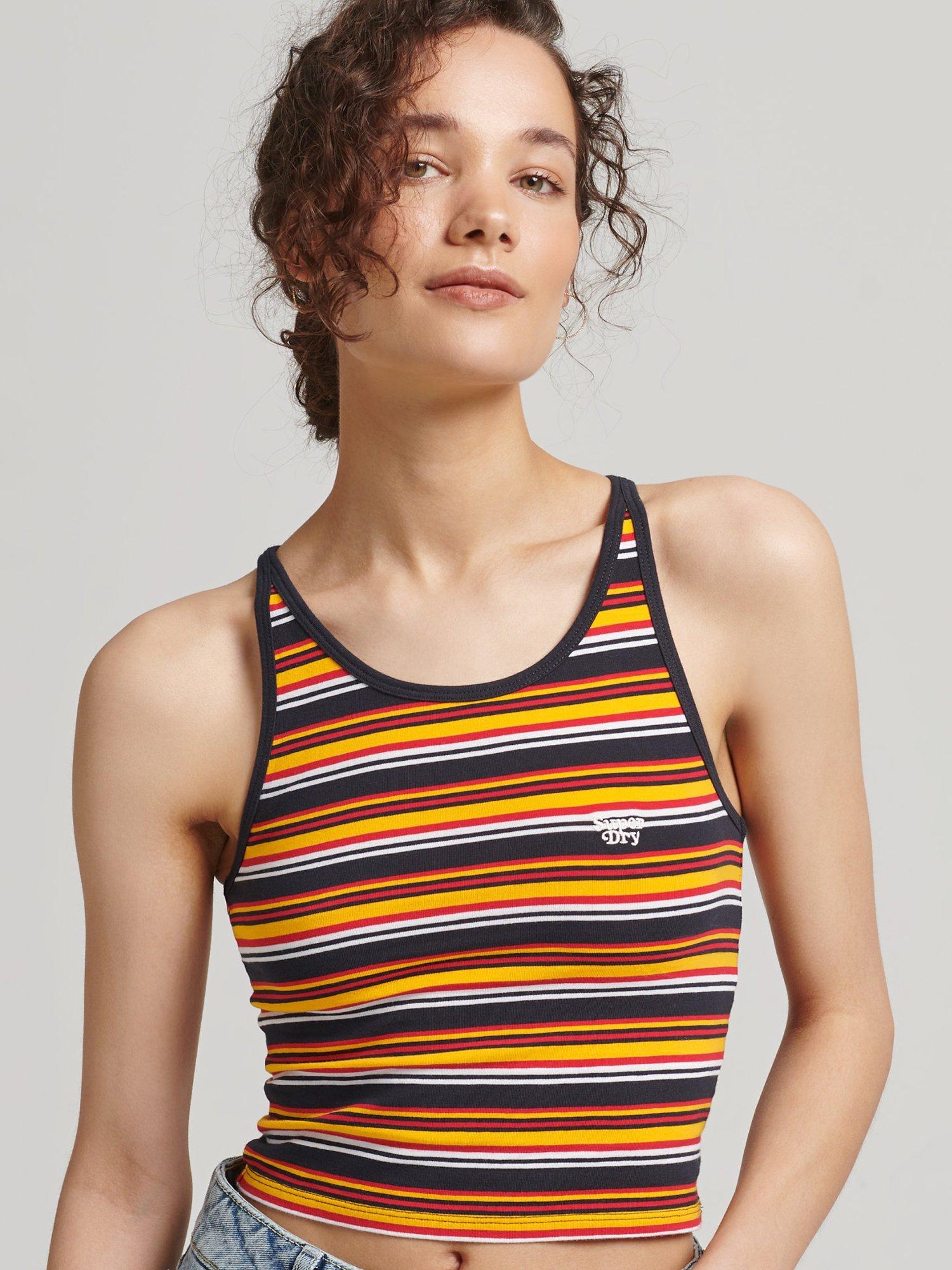 Superdry Vintage Cali Stripe Vest, Navy Stripe