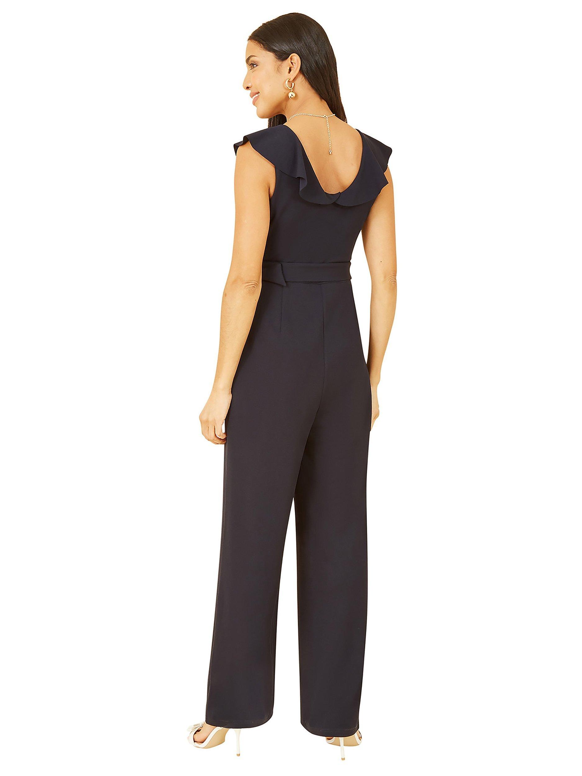 Product image 2 of 2, which shows Mela London Frill Detail Jumpsuit, Navy, 8