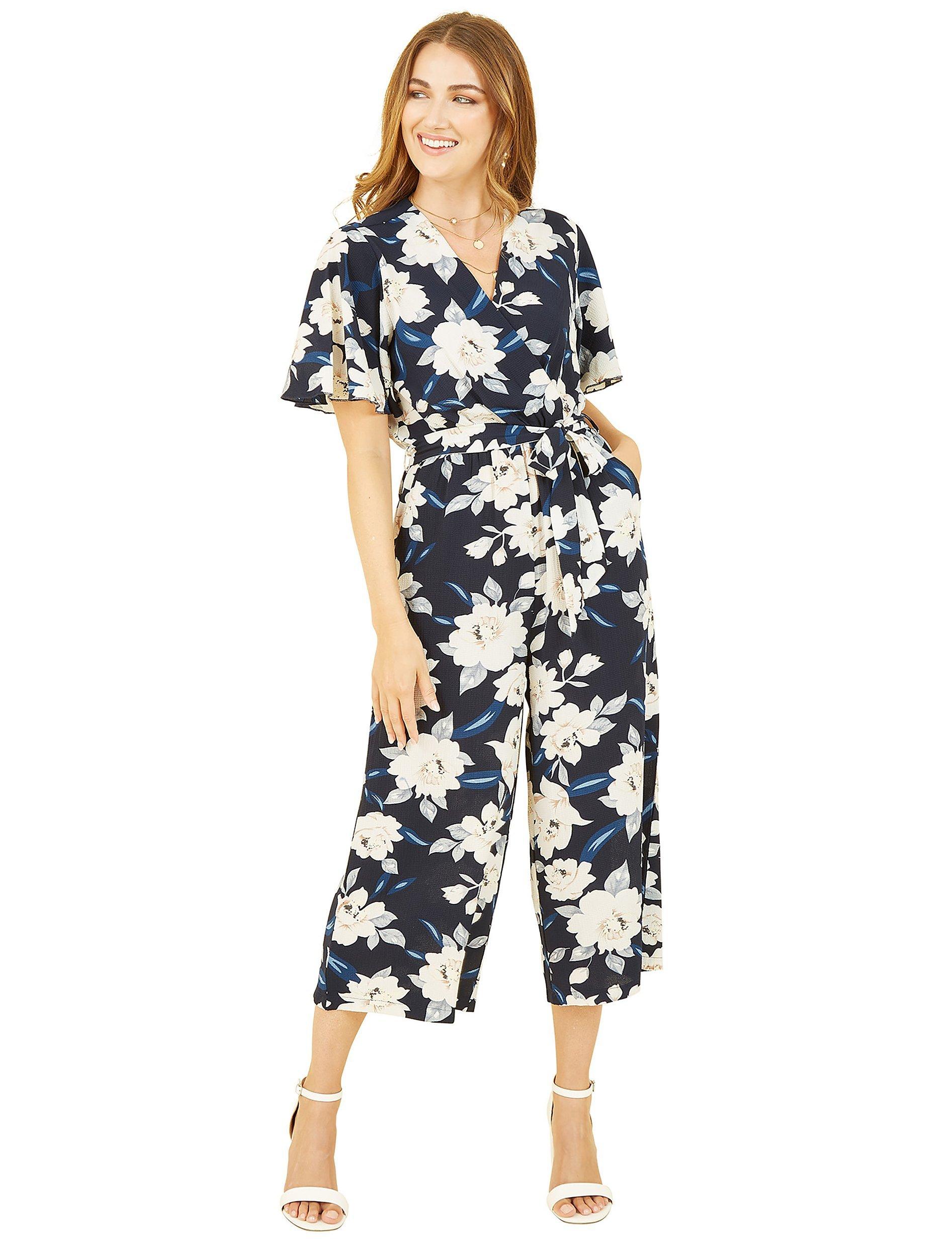 Product image 4 of 6, which shows Mela London Mela London Floral Print Jumpsuit, Navy, 8