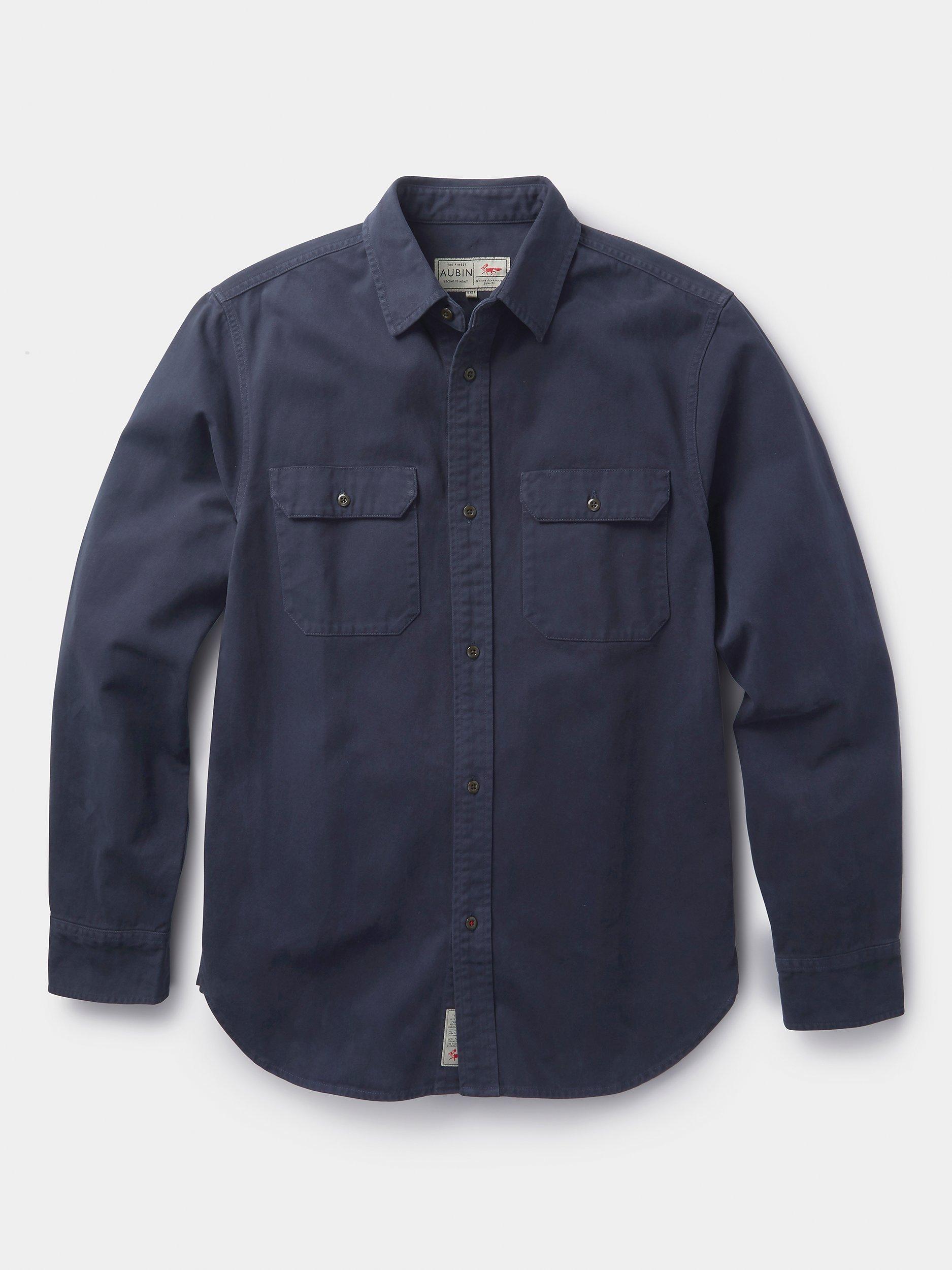 Product image 4 of 4, which shows Aubin Normanby Cotton Twill Shirt, Navy, S