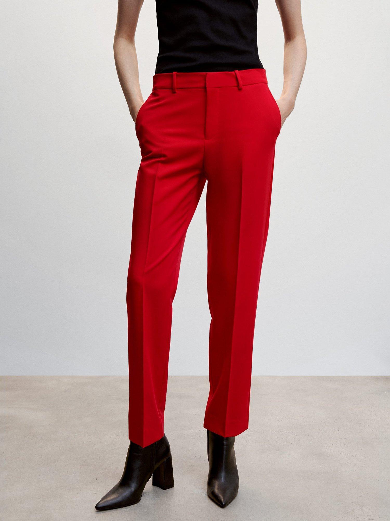 Mango Boreal Pleated Suit Trousers, Red