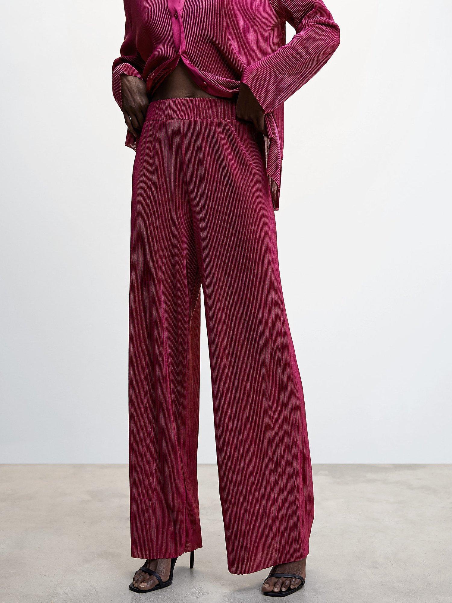 Mango Jungla Pleated Wide Leg Trousers