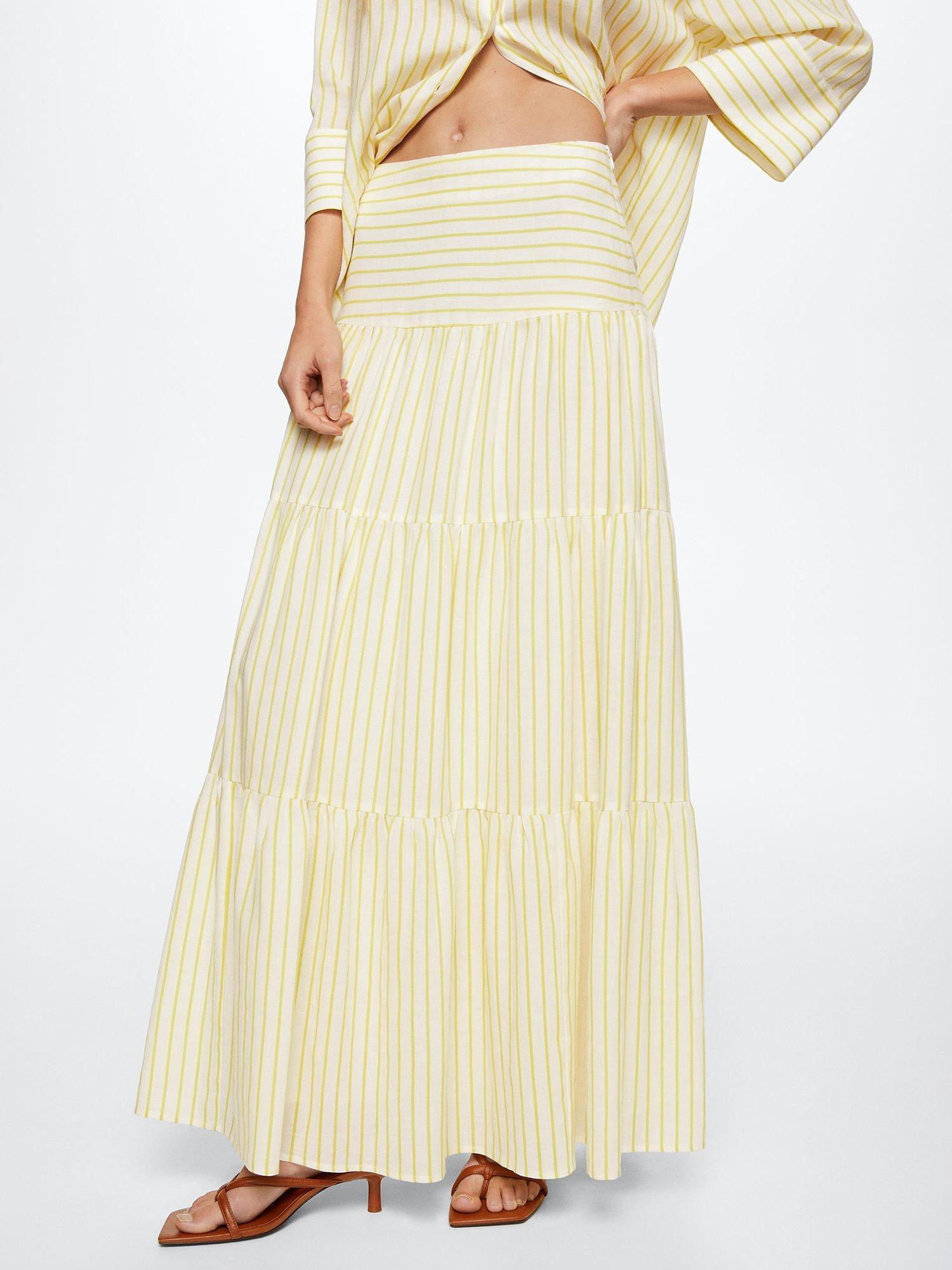 Mango Laia-A Ruffled Maxi Skirt, Green