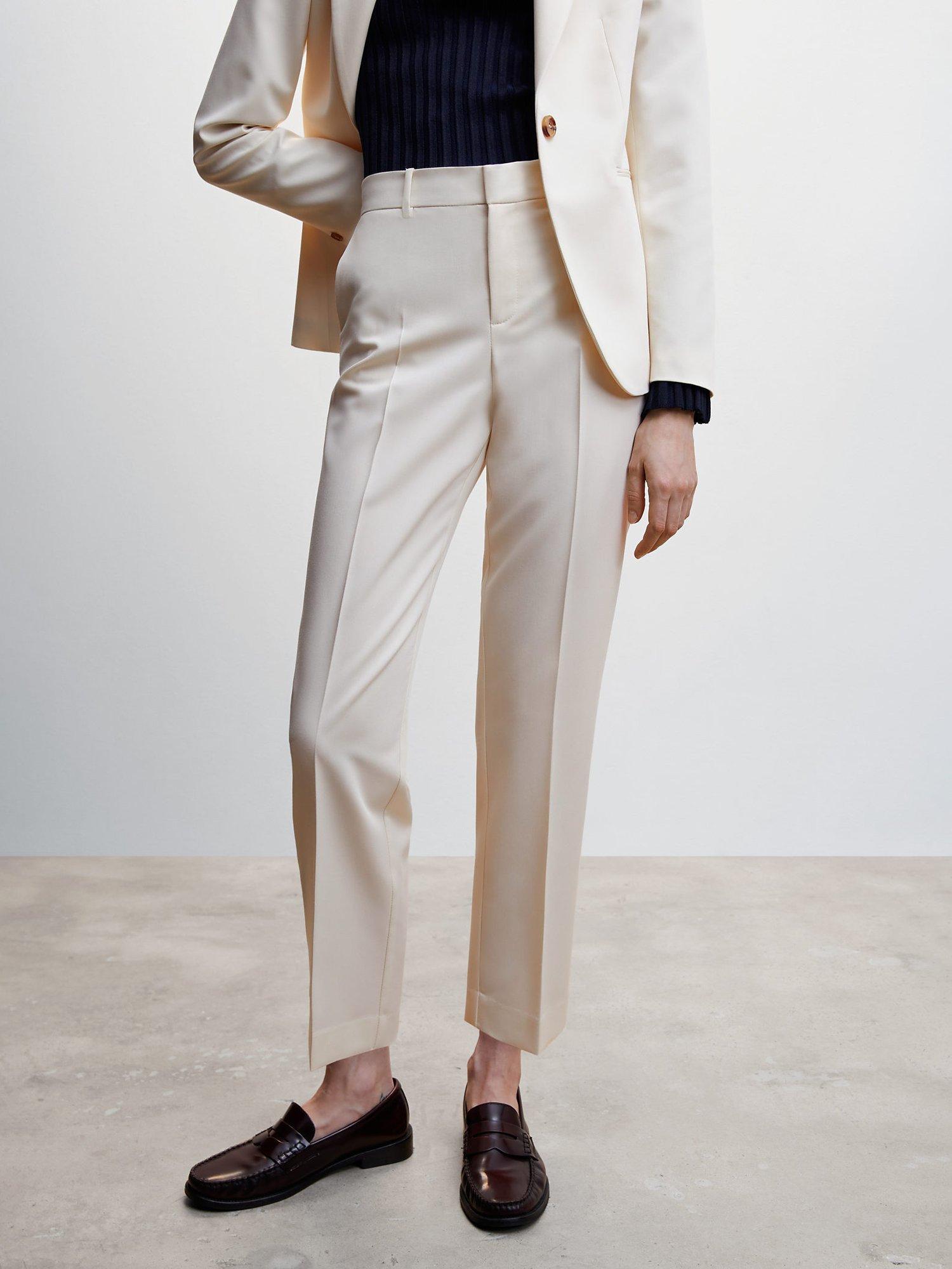 Mango Boreal Pleated Suit Trousers, Light Beige