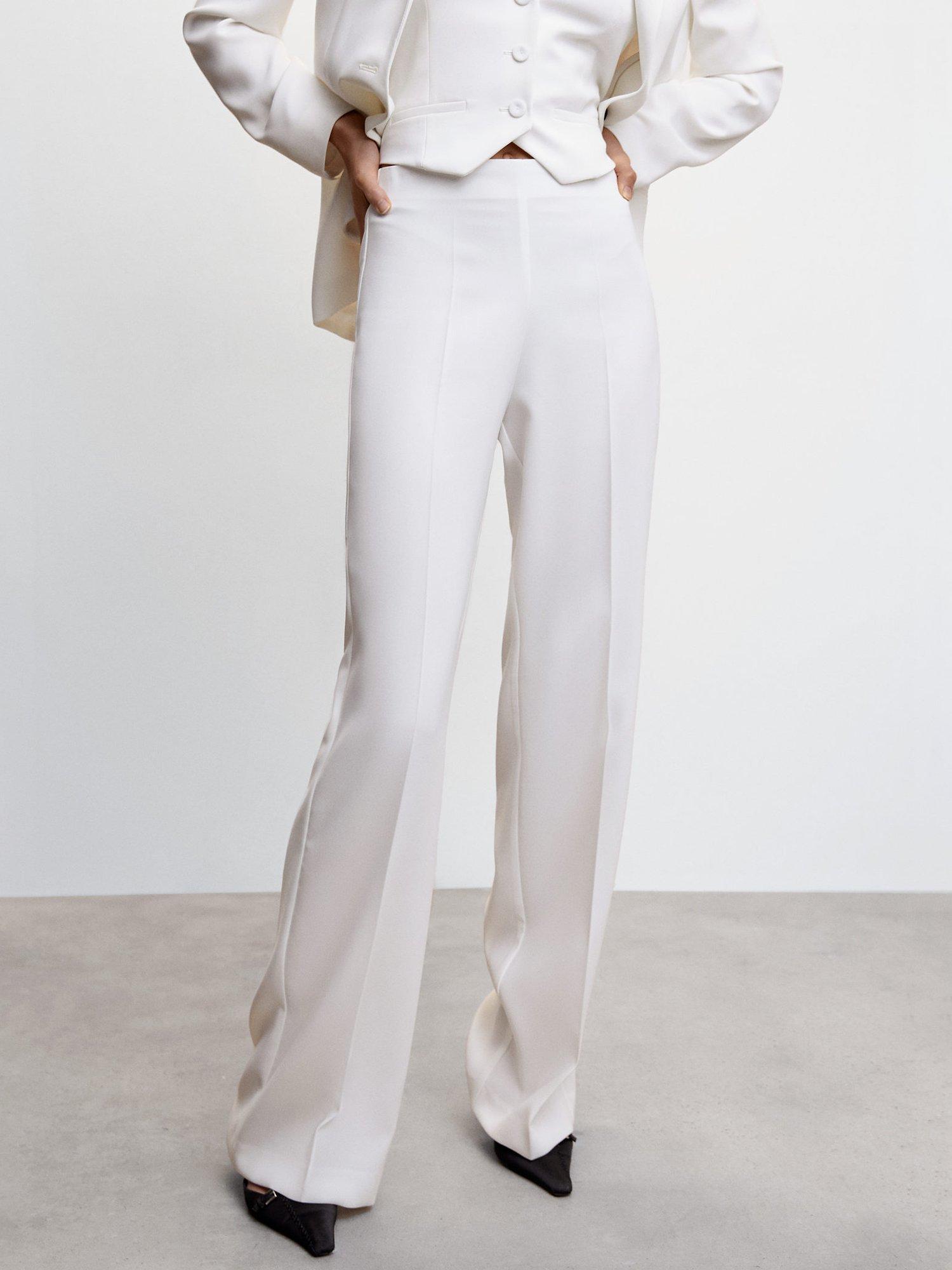 Mango Palachin Palazzo Trousers, Light Beige