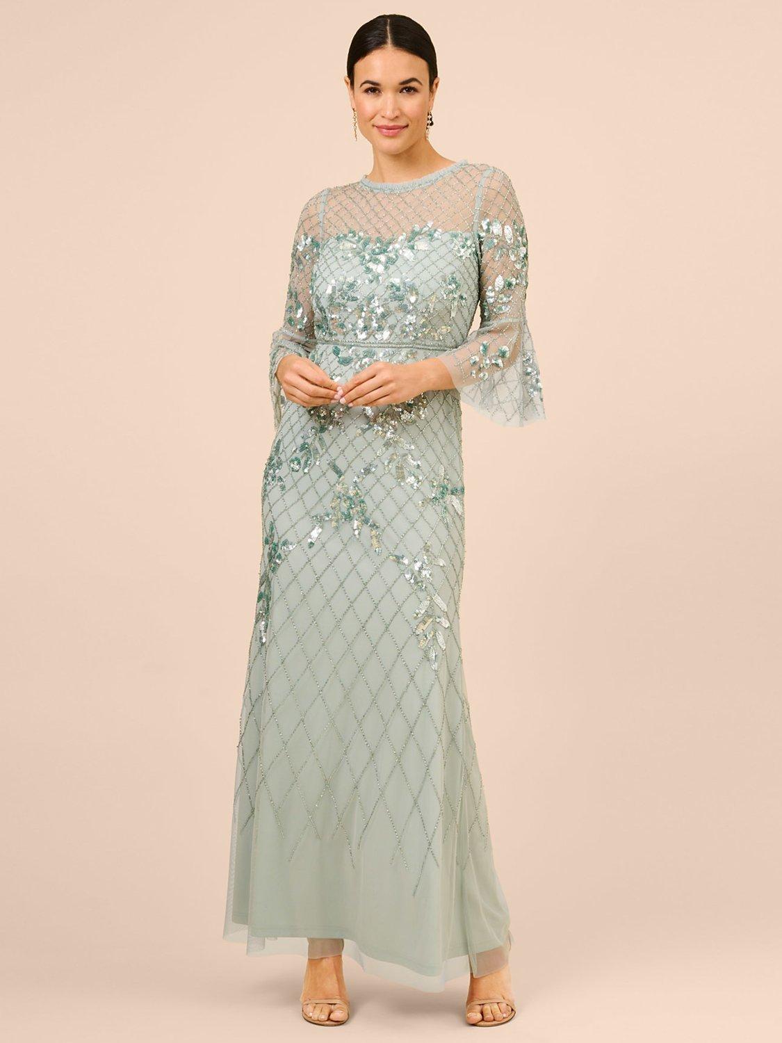 Adrianna Papell Beaded Maxi Dress, Aqua Dust
