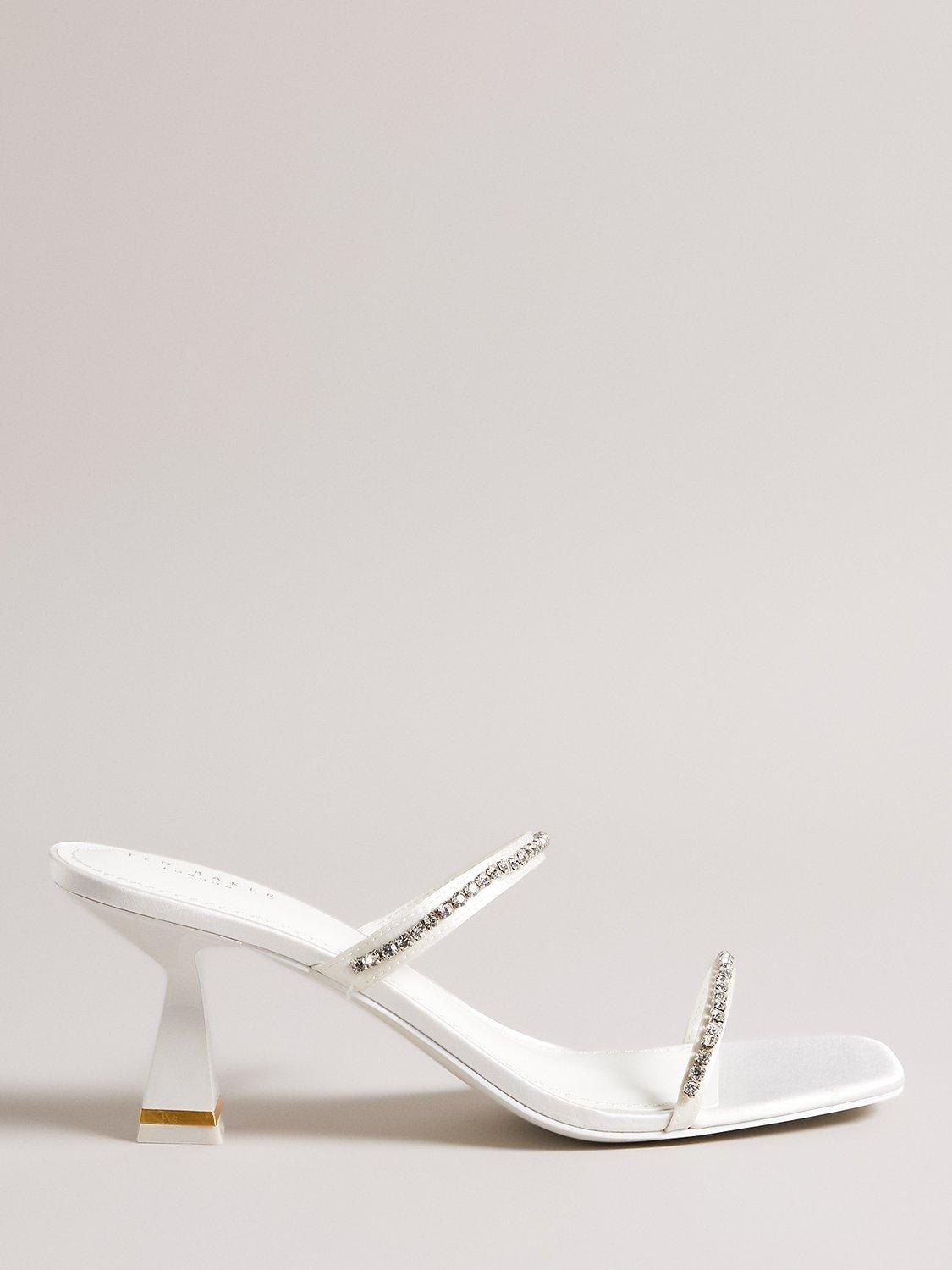 Ted Baker Rinita Diamante Satin Mule Heel Sandals, Ivory