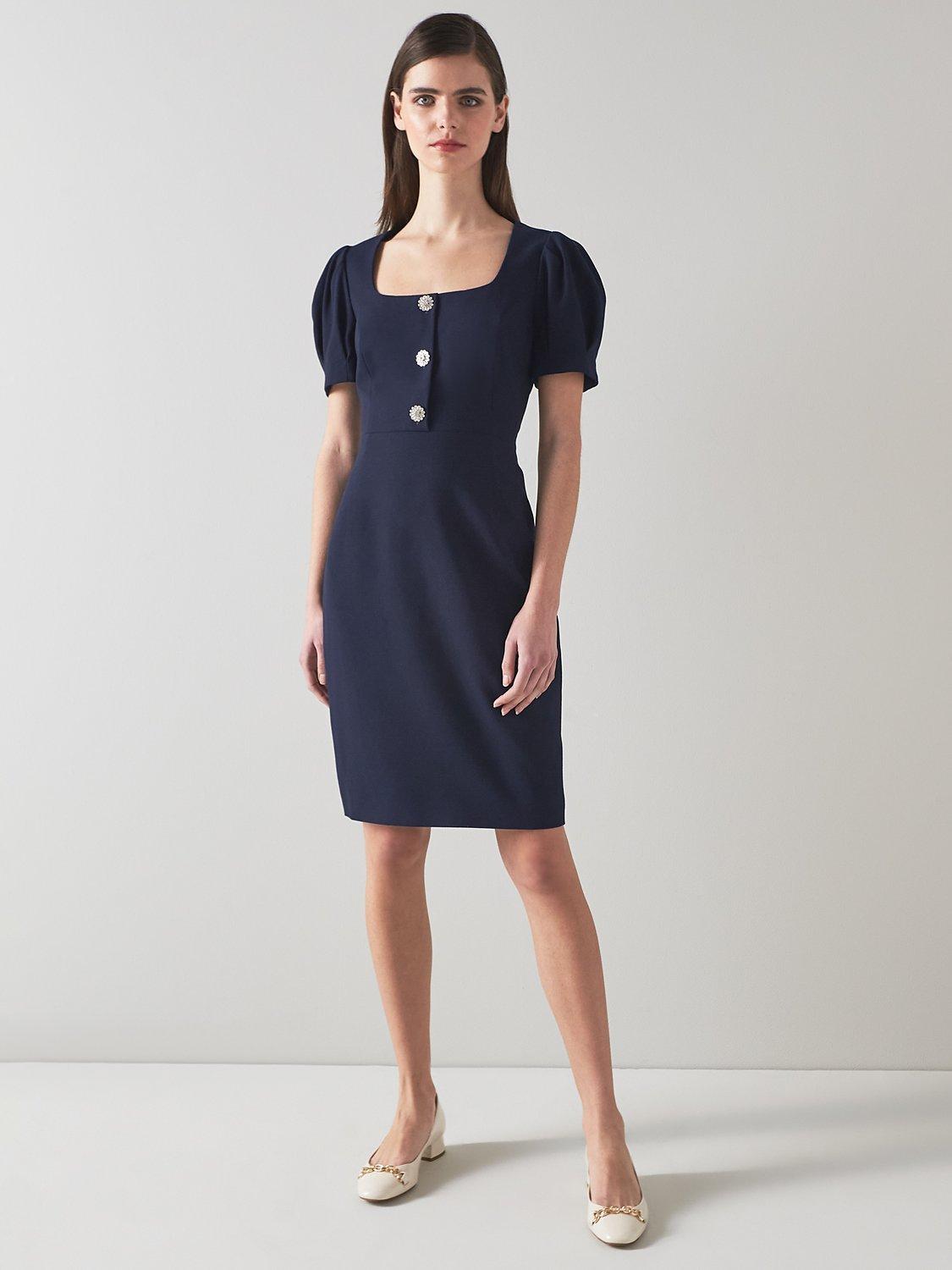 L.K.Bennett Marianne Puff Sleeve Shift Dress, Navy