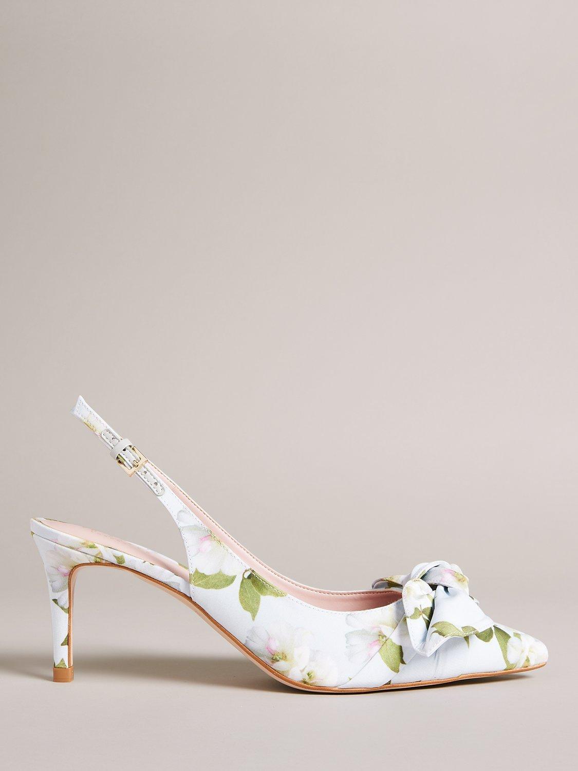 Ted Baker Krili Floral Print Bow Detail Court Shoes, Light Green