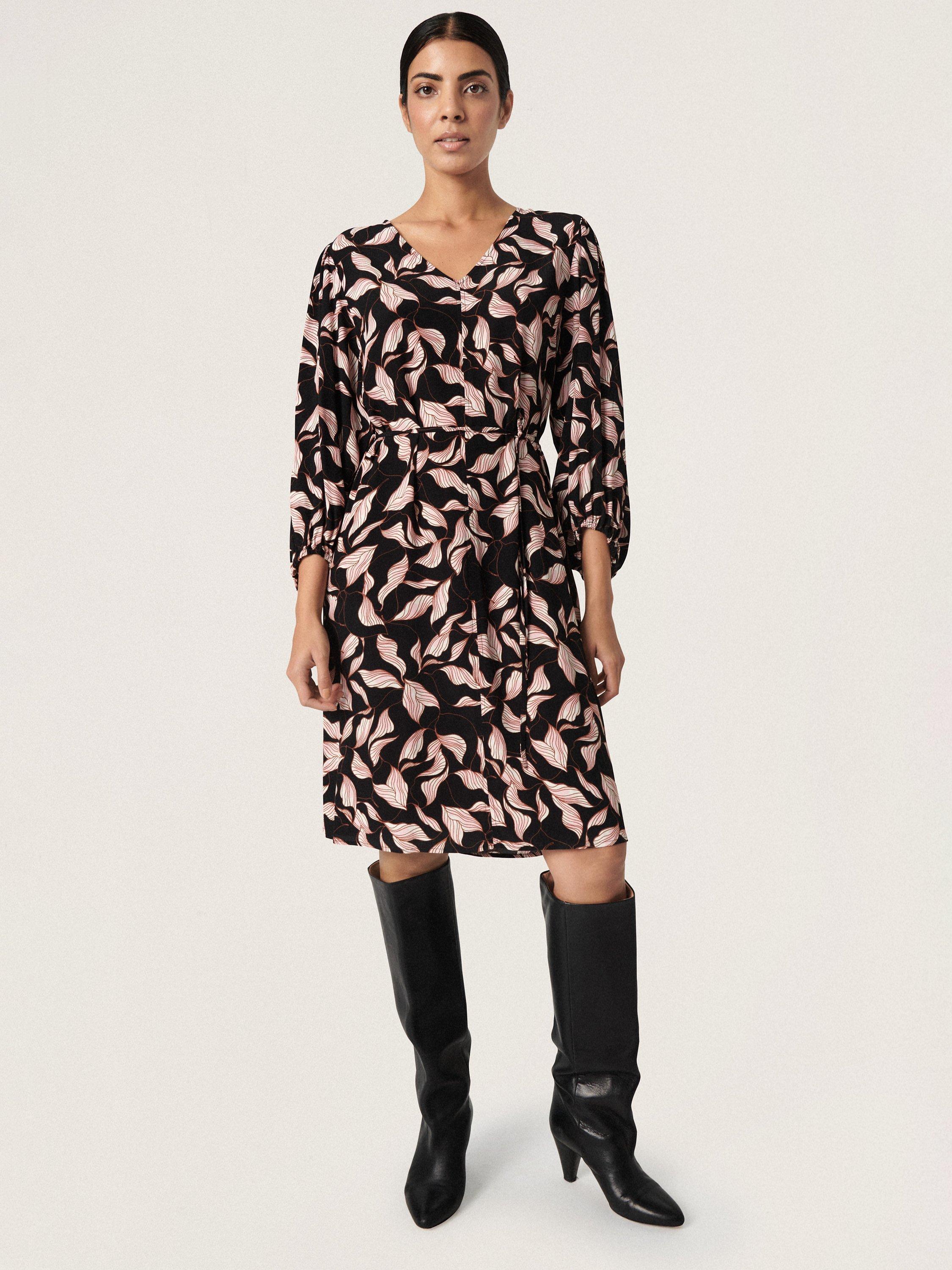 Soaked In Luxury Chirshell Midi V-Neck Dress, Black