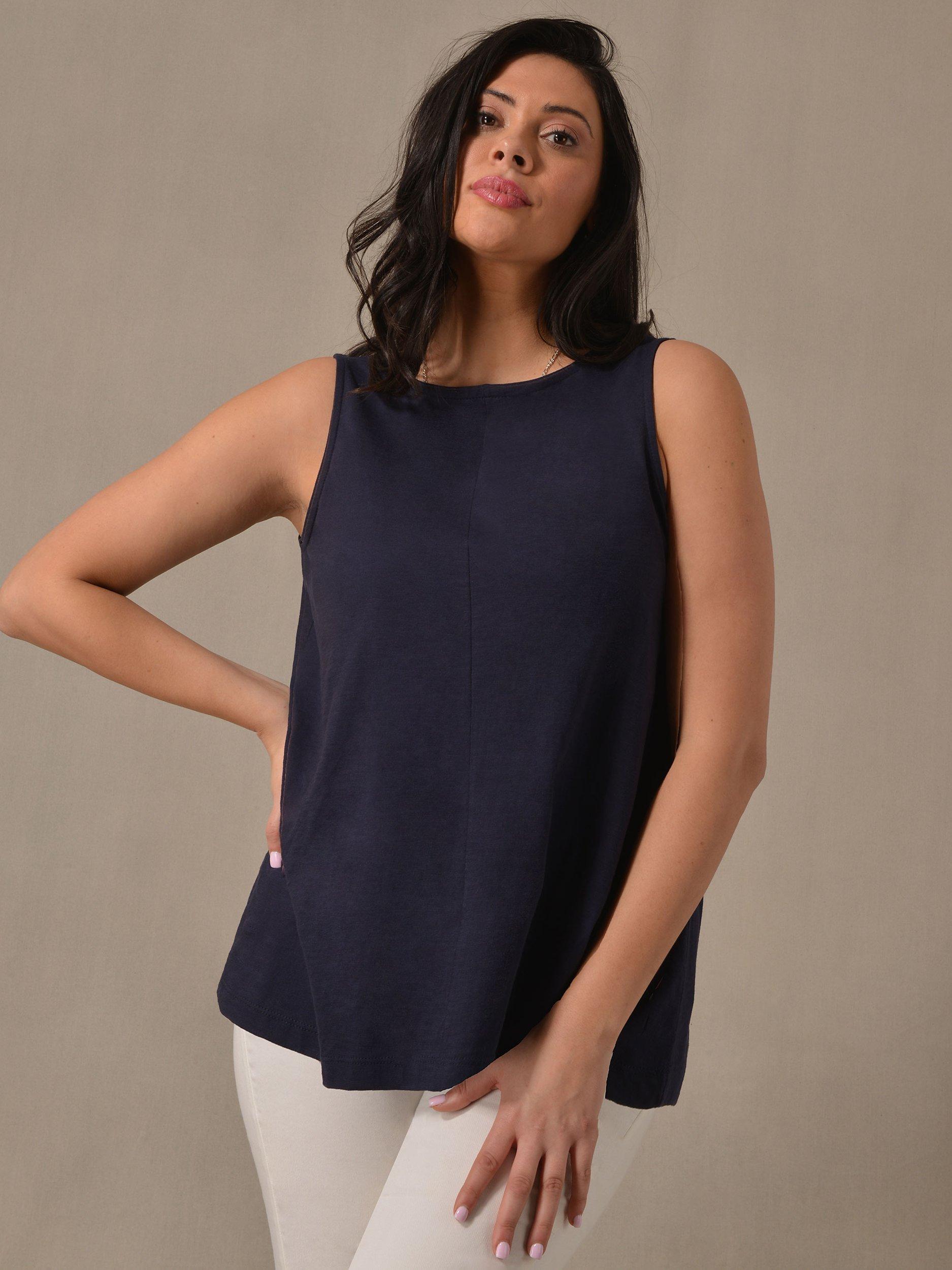 Live Unlimited Curve Textured Round Neck Swing Vest, Navy