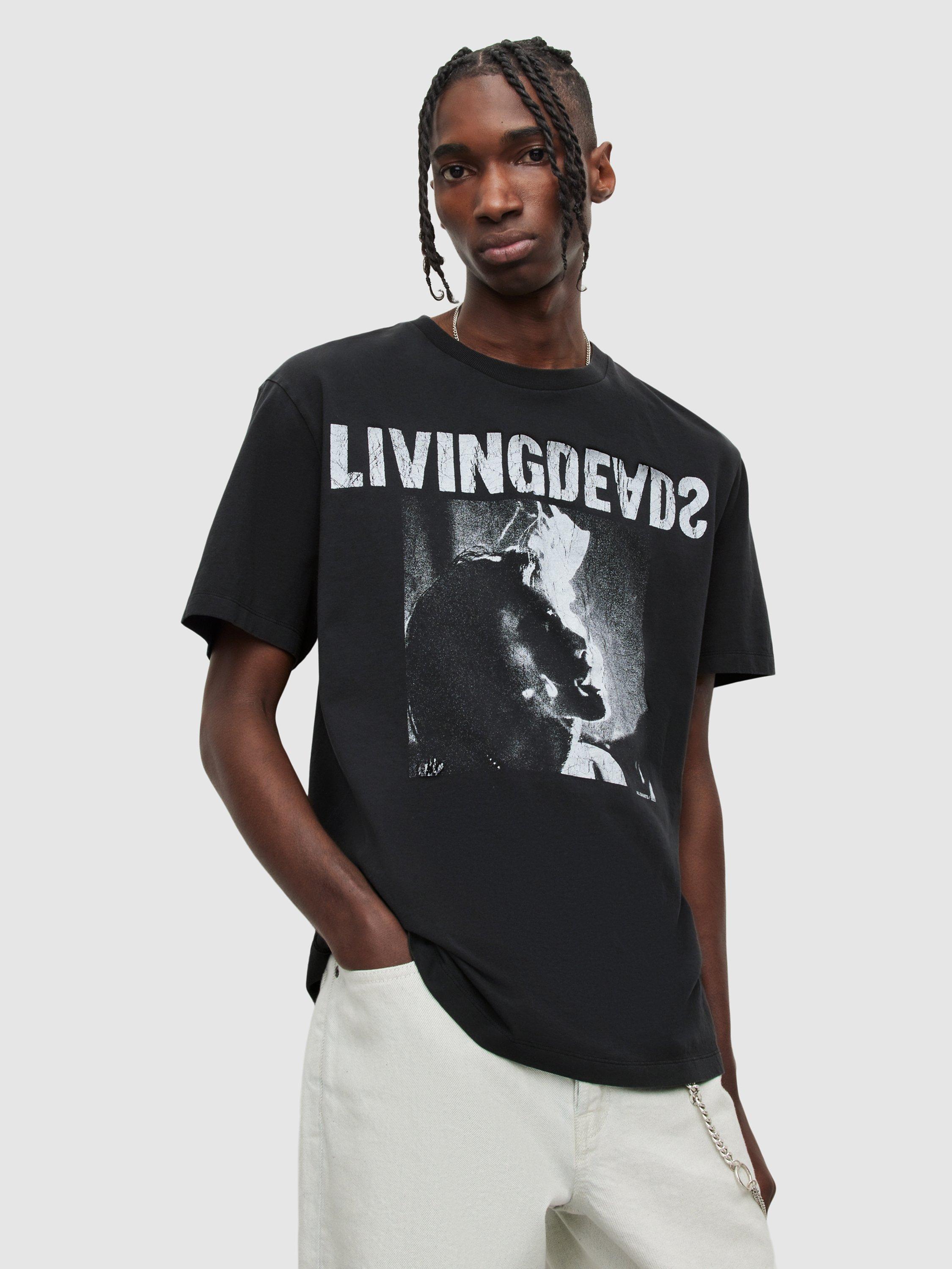 AllSaints Living Deads Graphic T-Shirt, Washed Black