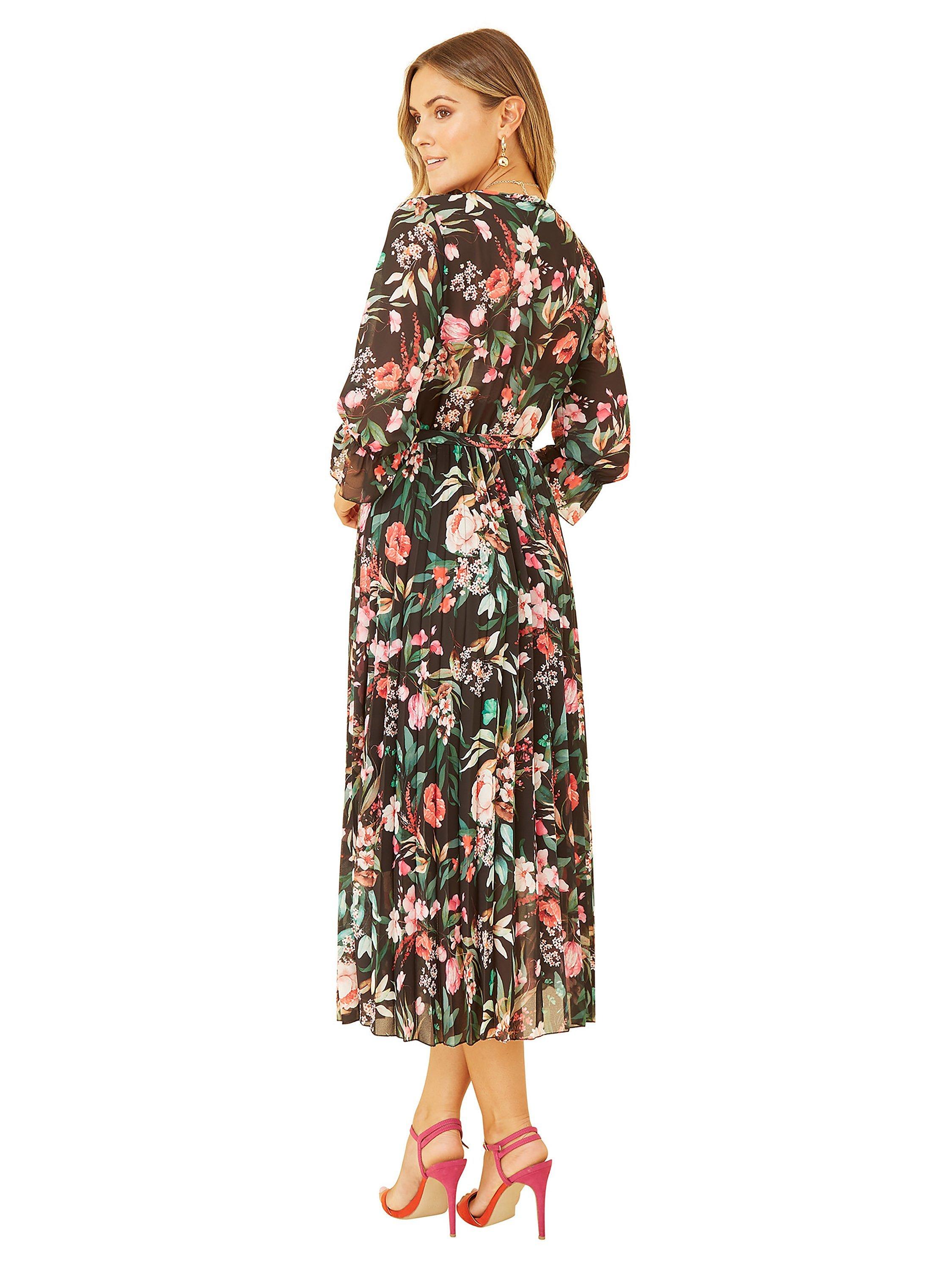 Product image 3 of 4, which shows Yumi Floral Print Midi Dress, Black/Multi, 8