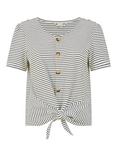 Yumi Stripe Tie Detail Button Top, White