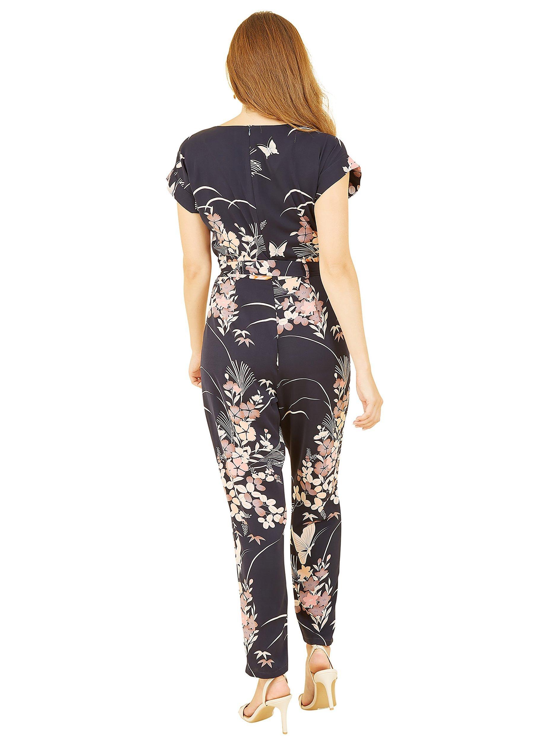 Product image 3 of 5, which shows Yumi Butterfly Print Jumpsuit, Navy, 8