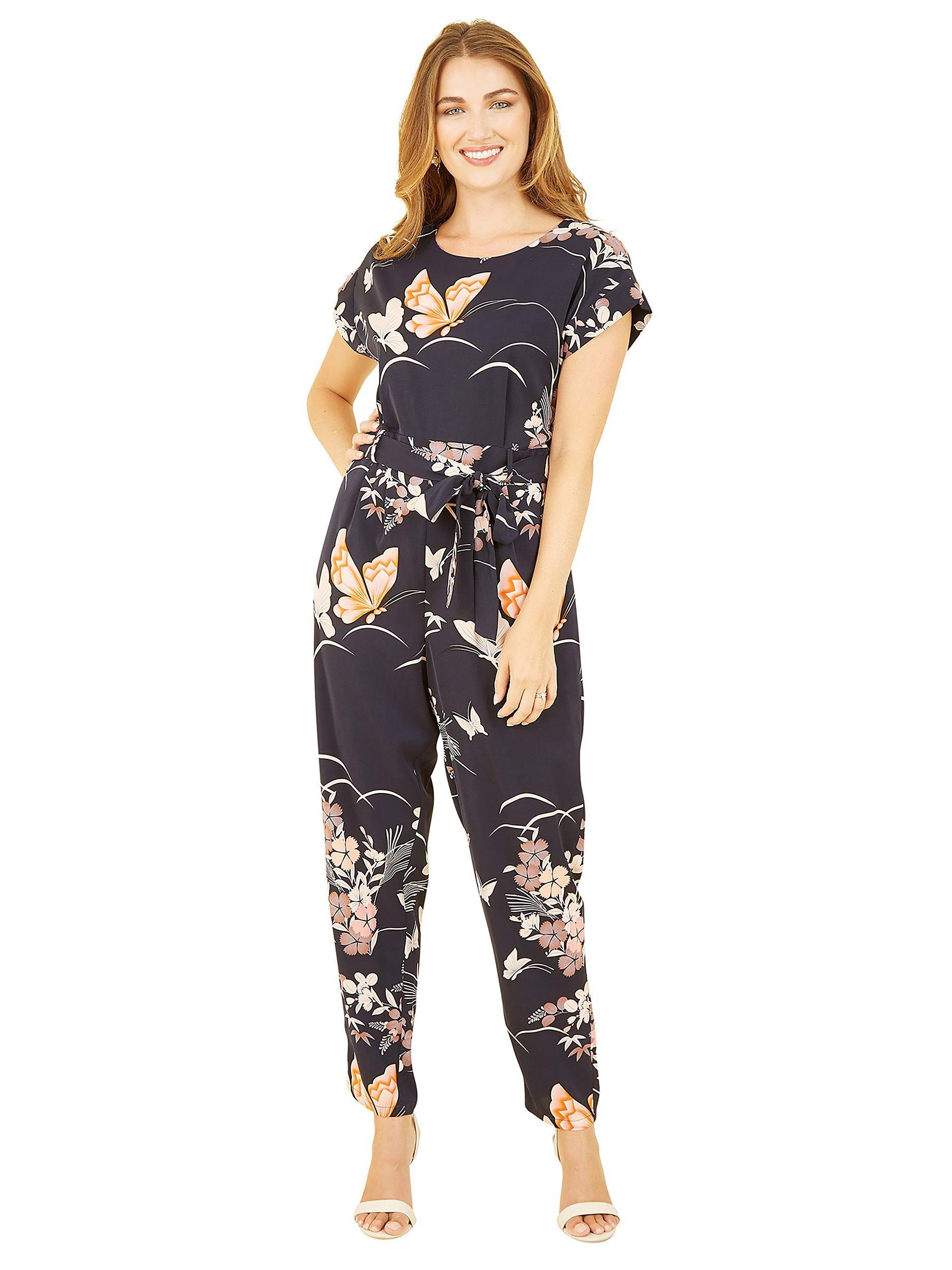 Product image 4 of 5, which shows Yumi Butterfly Print Jumpsuit, Navy, 8
