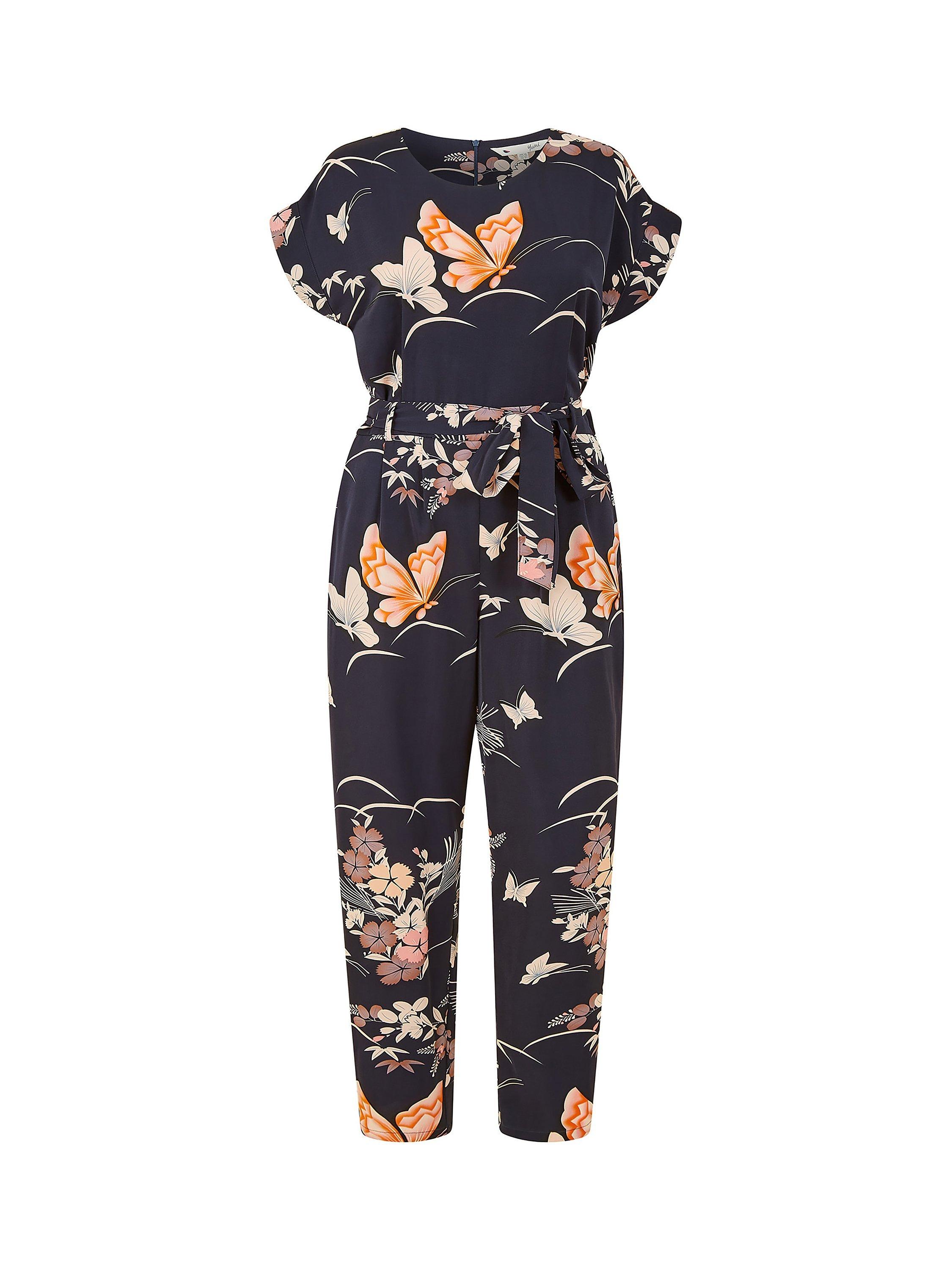 Product image 5 of 5, which shows Yumi Butterfly Print Jumpsuit, Navy, 8