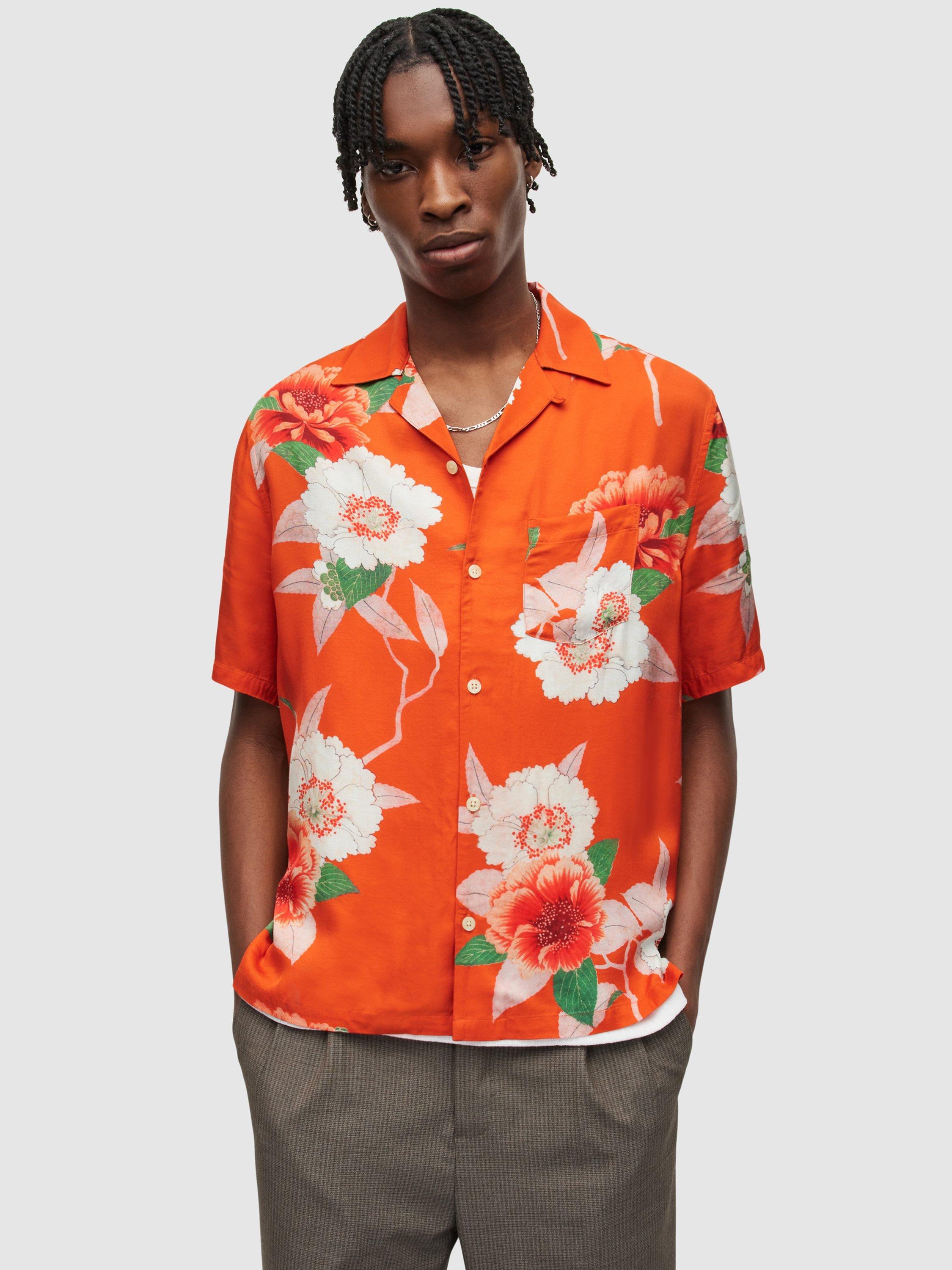 AllSaints Alamein Short Sleeve Shirt, Red