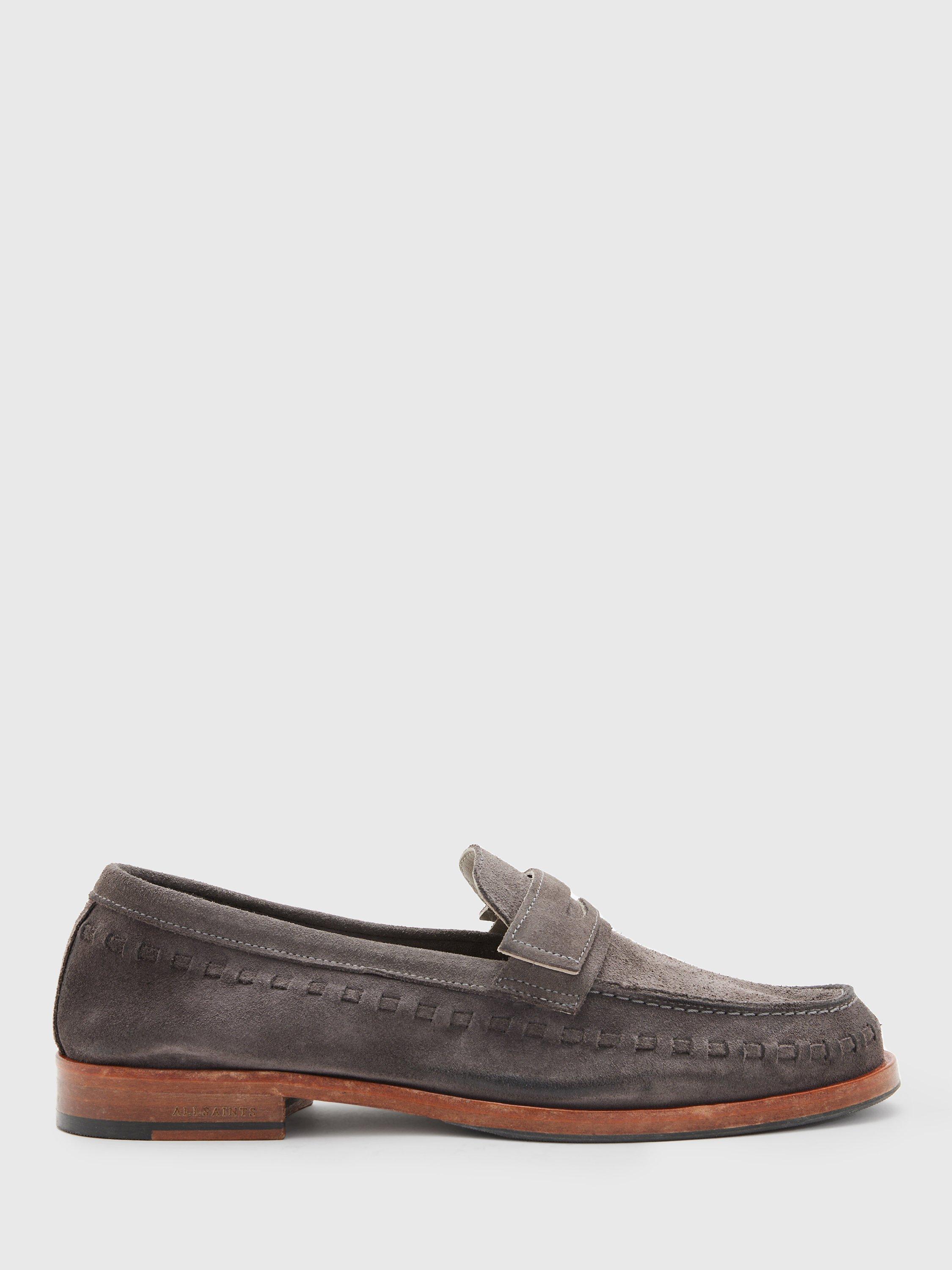 AllSaints Sammy Suede Dress Loafers, Grey