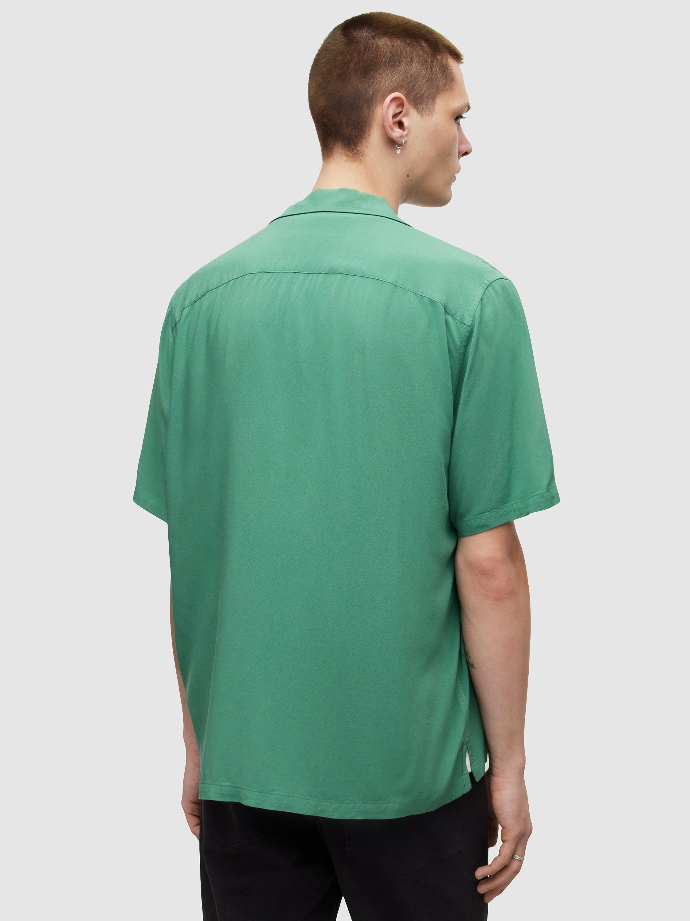 AllSaints Venice Short Sleeve Shirt, Dark Thyme Green