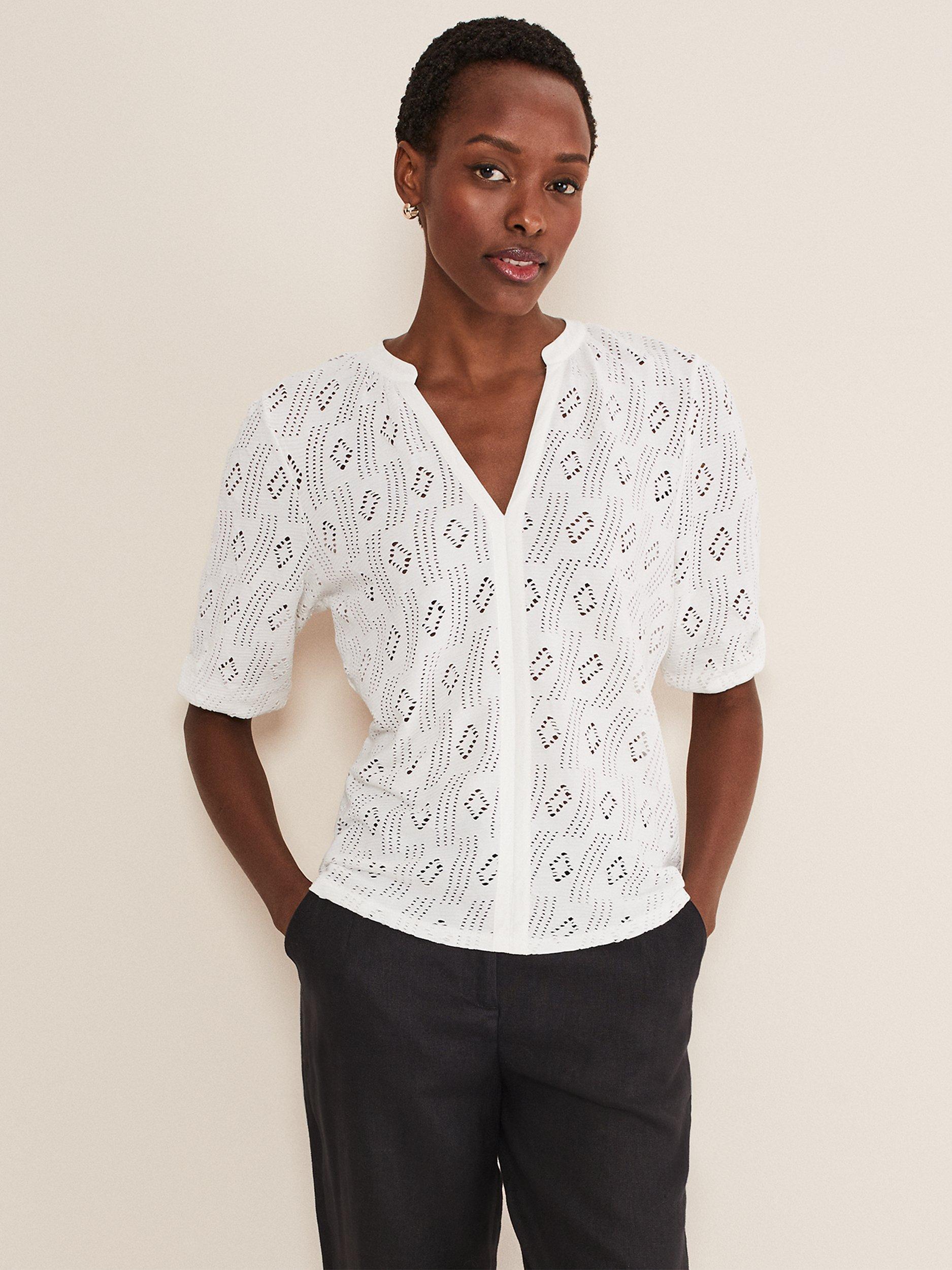 Phase Eight Maisie Notch Top, White