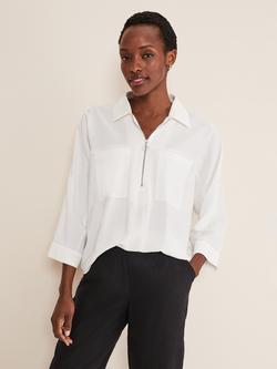 Phase Eight Cynthia Zip Front Shirt, White, White